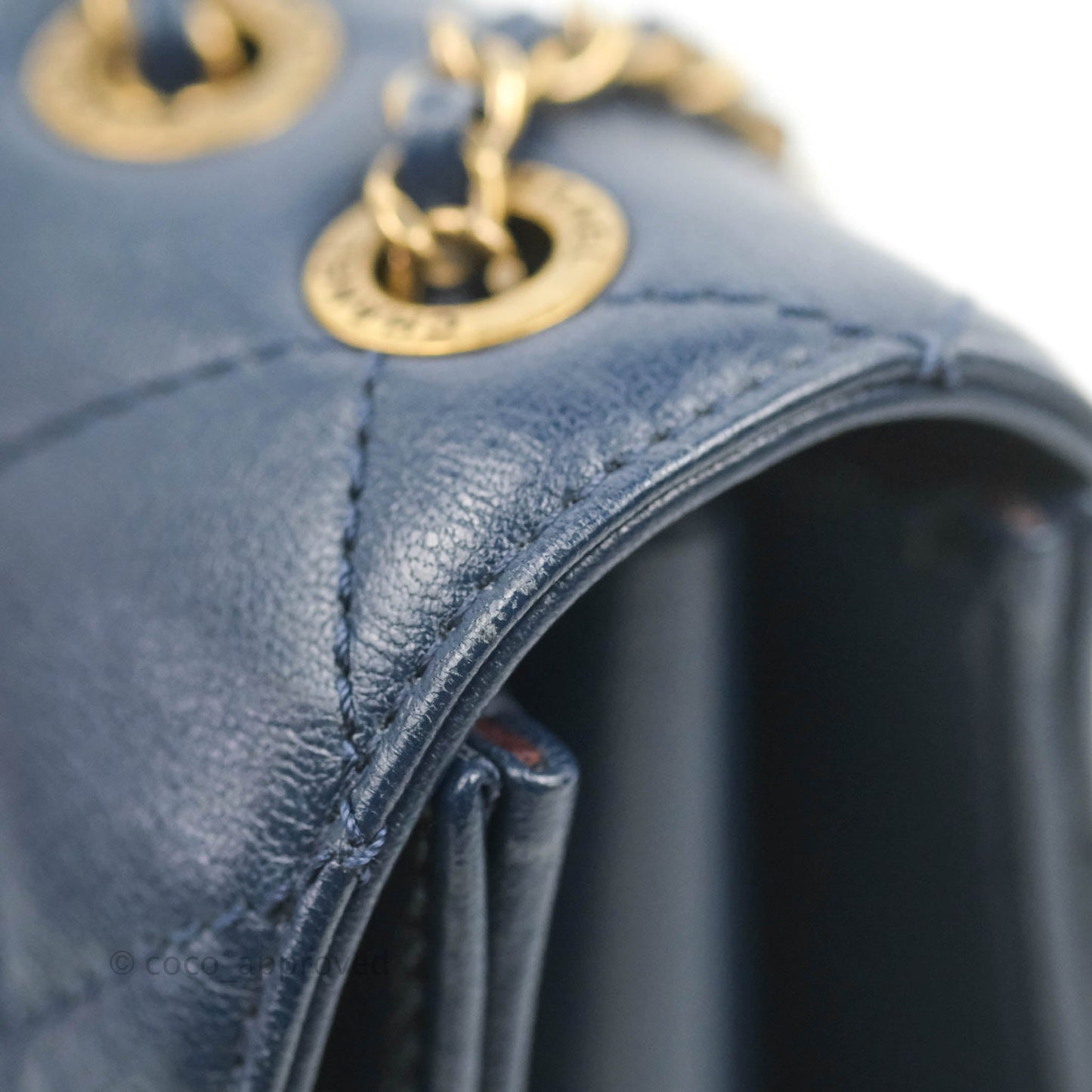 Chanel Beauty Lock Flap Bag Navy Sheepskin Aged Gold Hardware