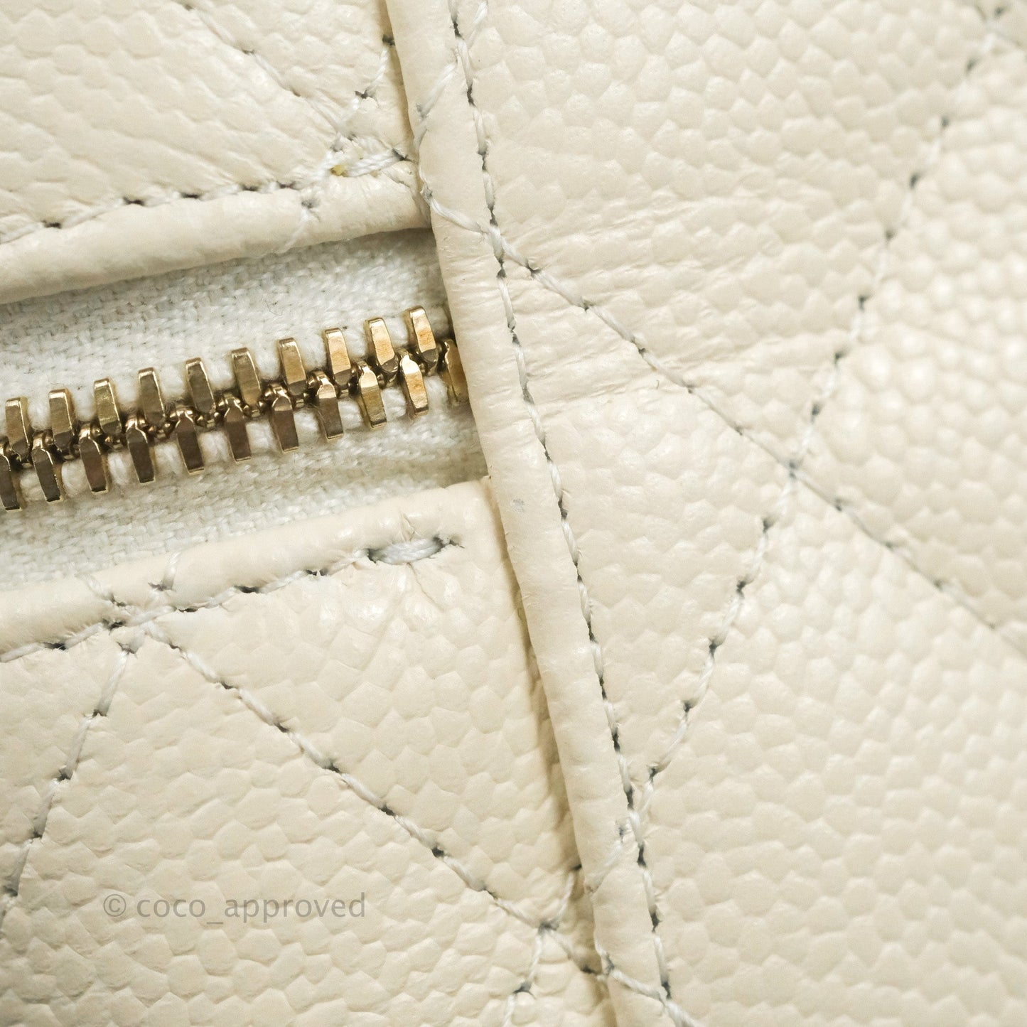 Chanel Quilted Small Handle With Care Vanity Case With Chain Ivory Caviar Gold Hardware