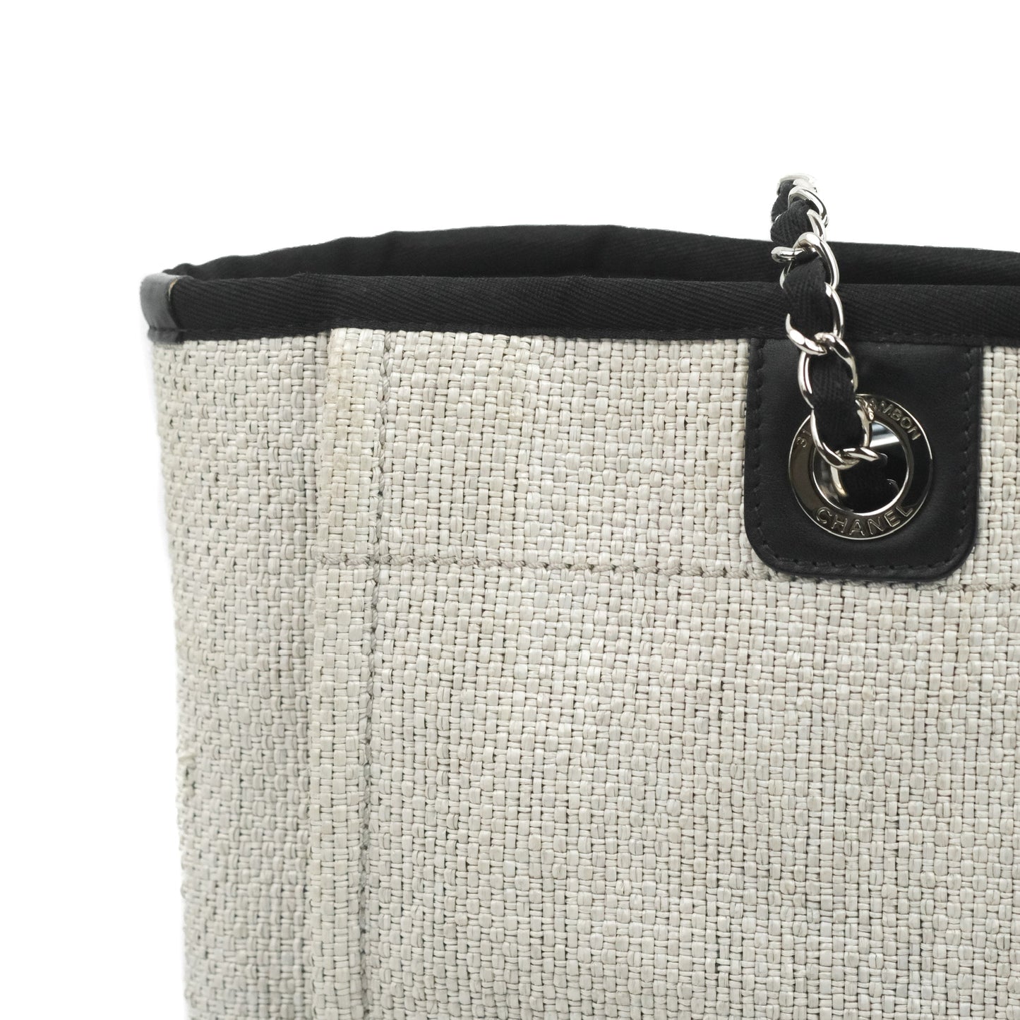 Chanel Medium Deauville Tote Light Grey Canvas