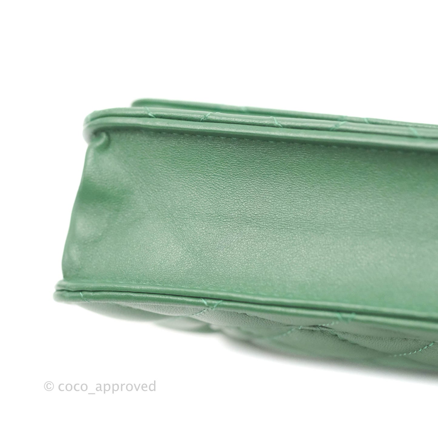 Chanel Quilted Classic Wallet on Chain WOC Green Lambskin Silver Hardware