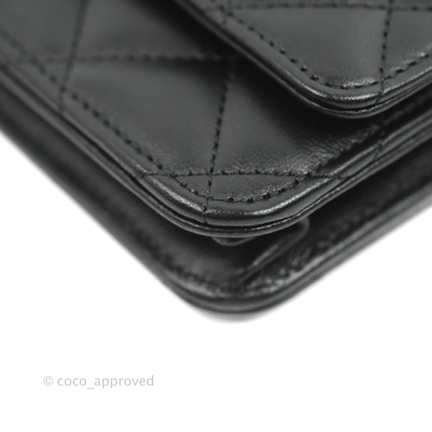 Chanel Quilted Wallet on Chain WOC Black Lambskin Silver Hardware
