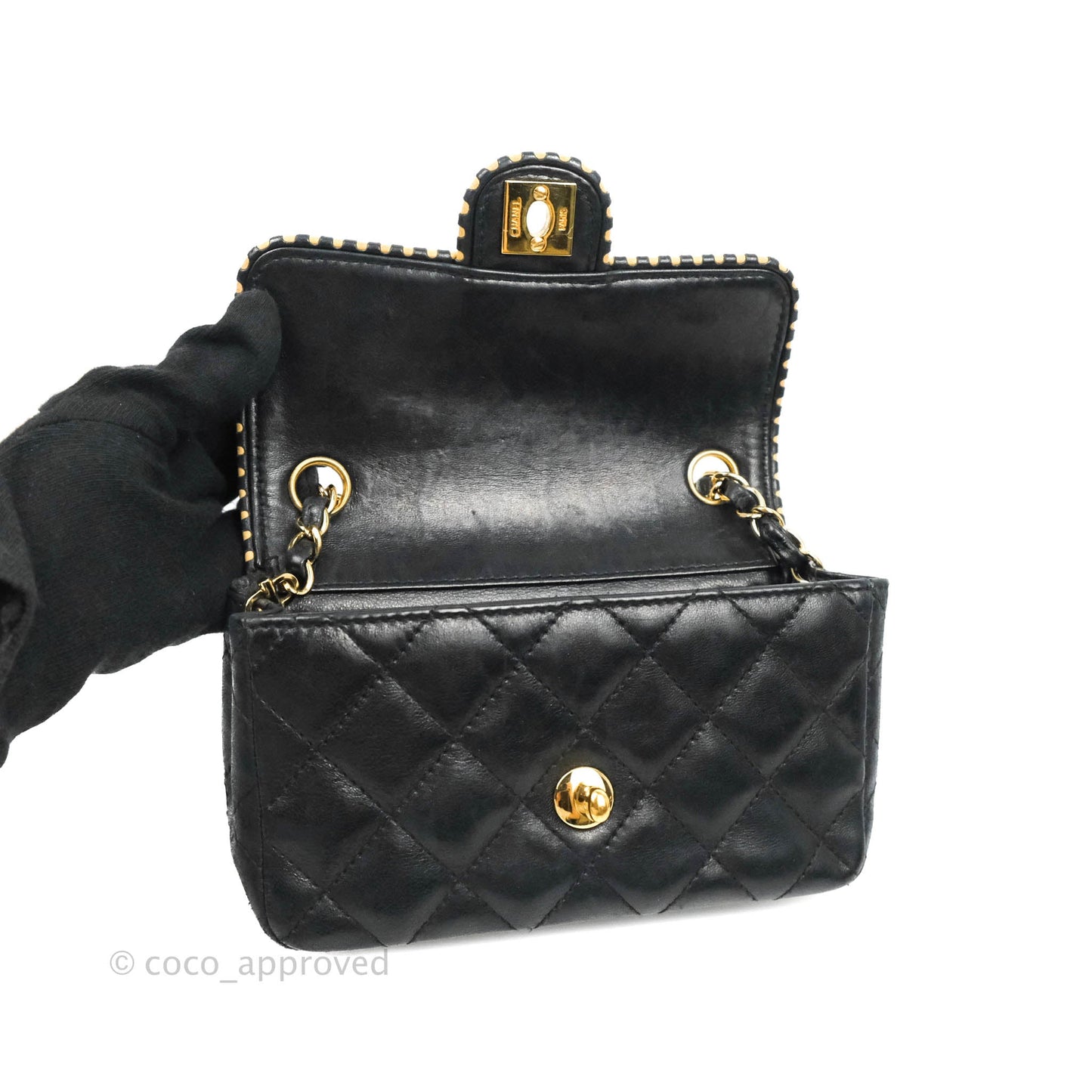 Chanel Vintage Mini Rectangular Black Calfskin 24K Gold Hardware