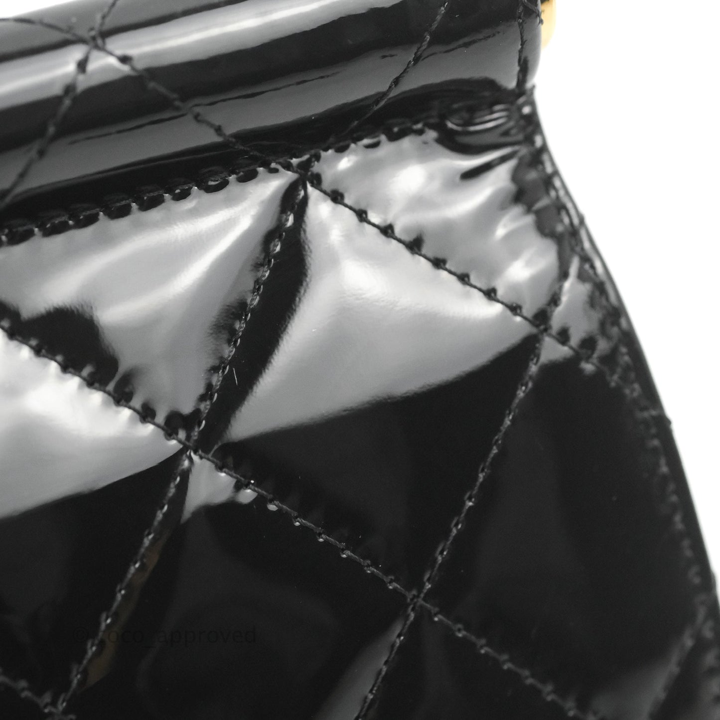 Chanel Quilted Clutch With Chain Patent Metal Black Gold Hardware