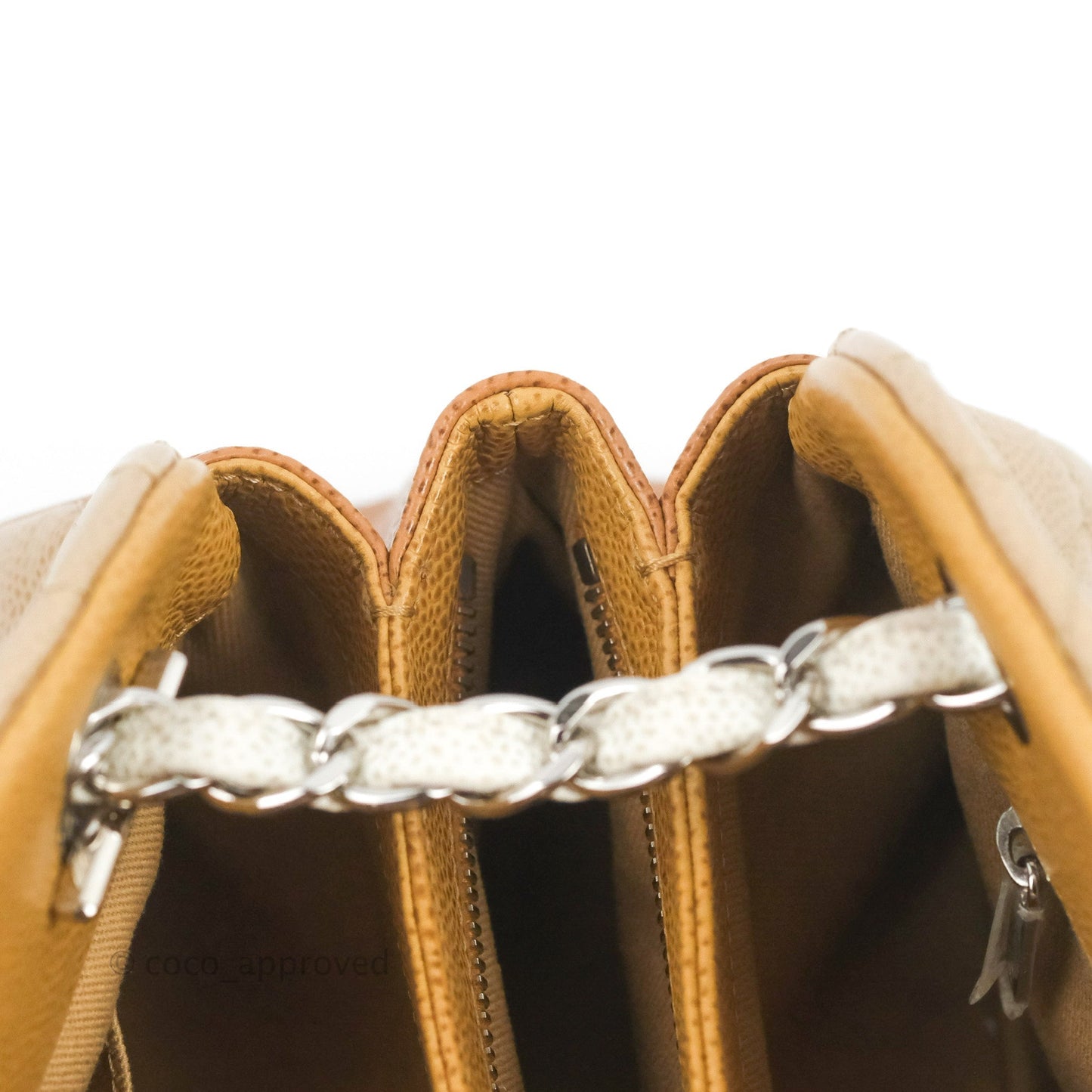 Chanel Medium Mademoiselle Bowling Beige/Brown Caviar Silver Hardware