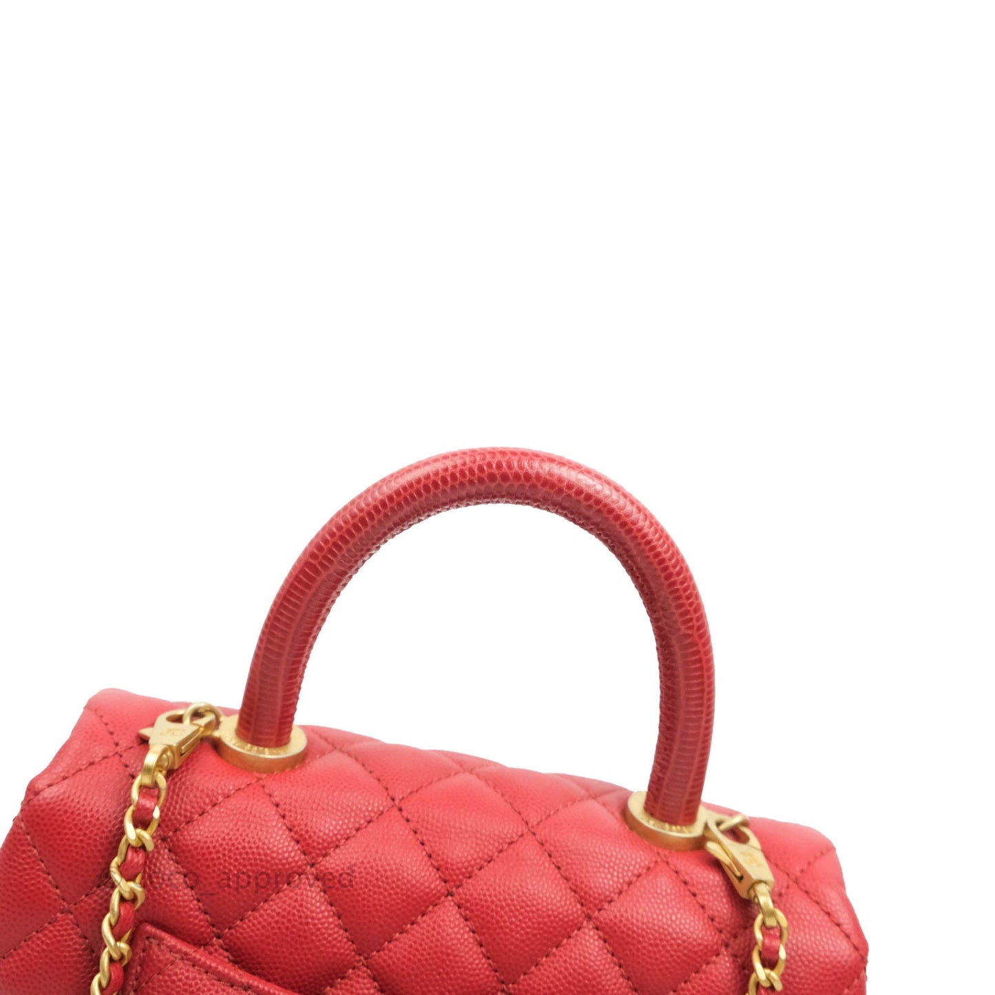 Chanel Small Quilted Coco Handle Red Caviar Gold Hardware