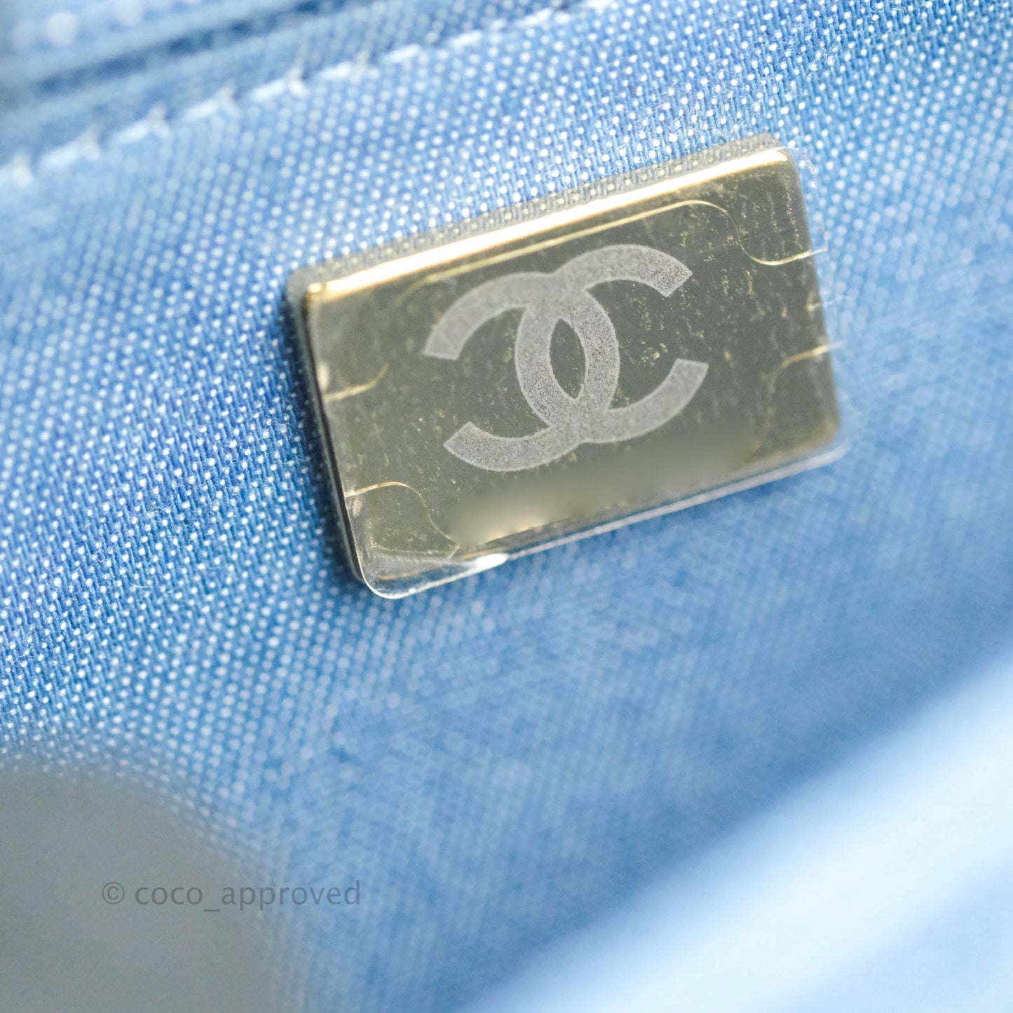 Chanel Quilted Pearl Crush Wallet on Chain WOC Denim Aged Gold Hardware