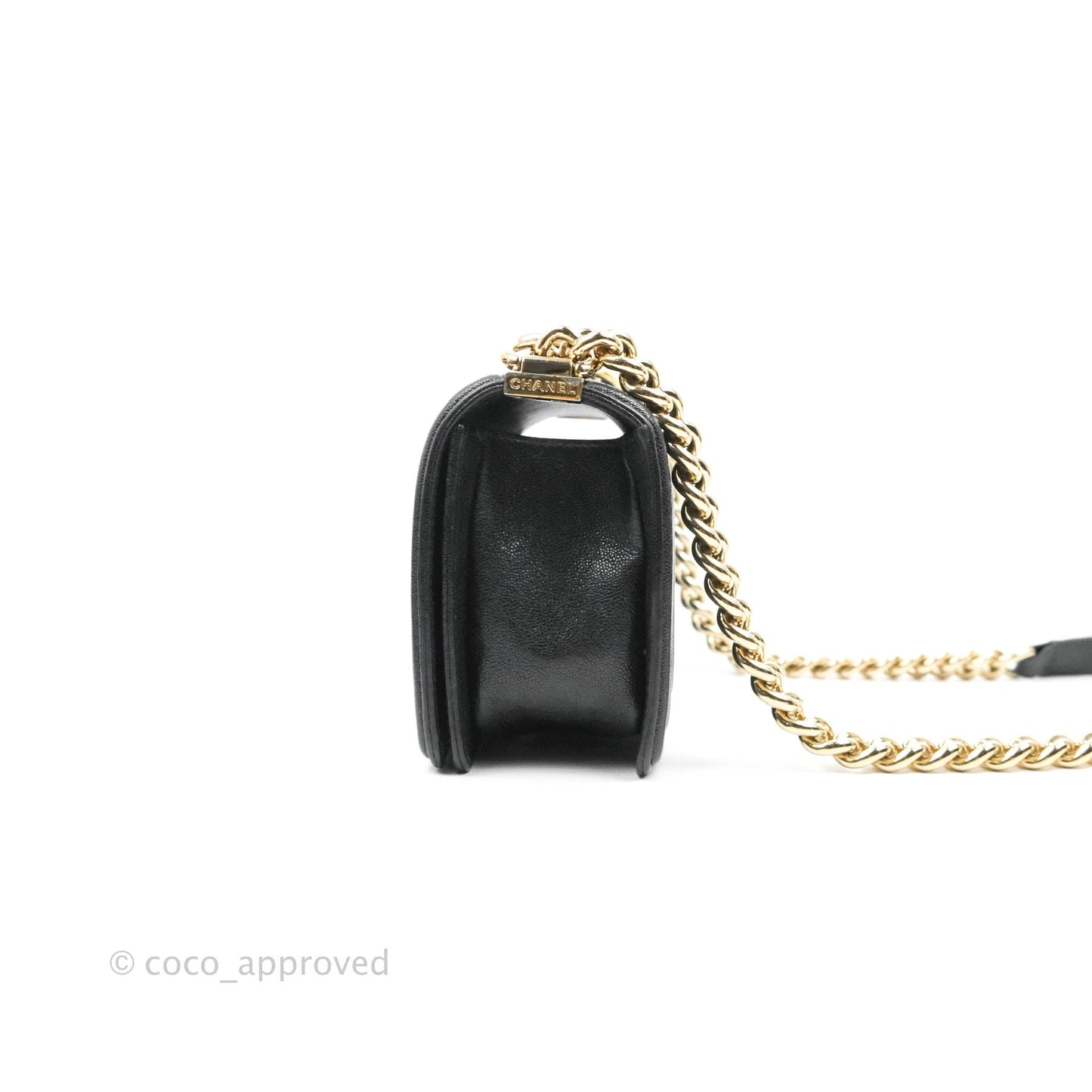 Chanel Small Boy Chevron Black Caviar Gold Hardware