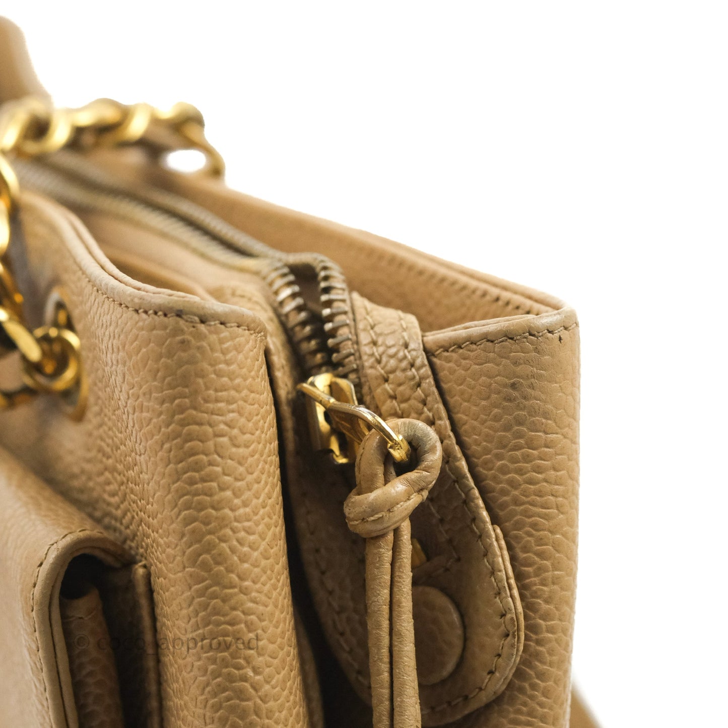 Chanel Vintage Tote Beige Caviar 24K Gold Hardware