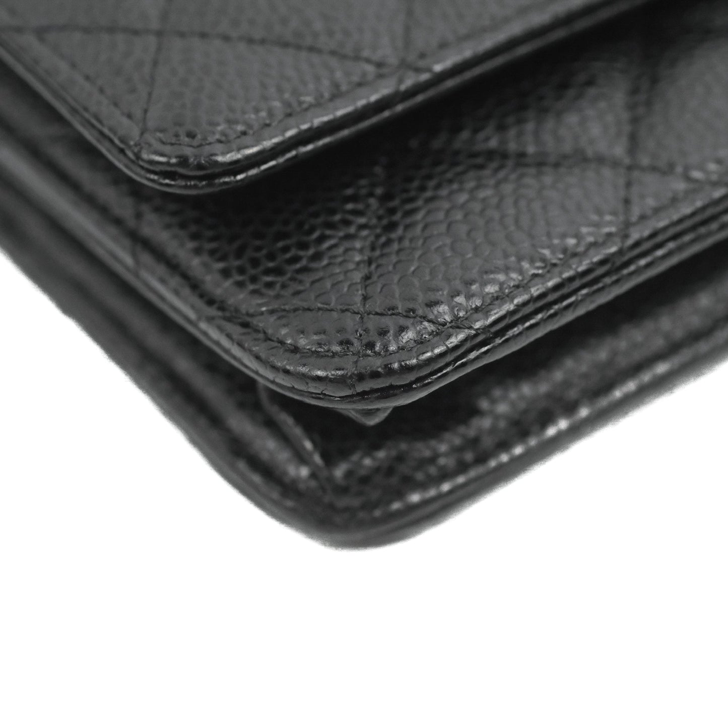Chanel Quilted CC Chain Wallet on Chain WOC Black Caviar Gold Hardware