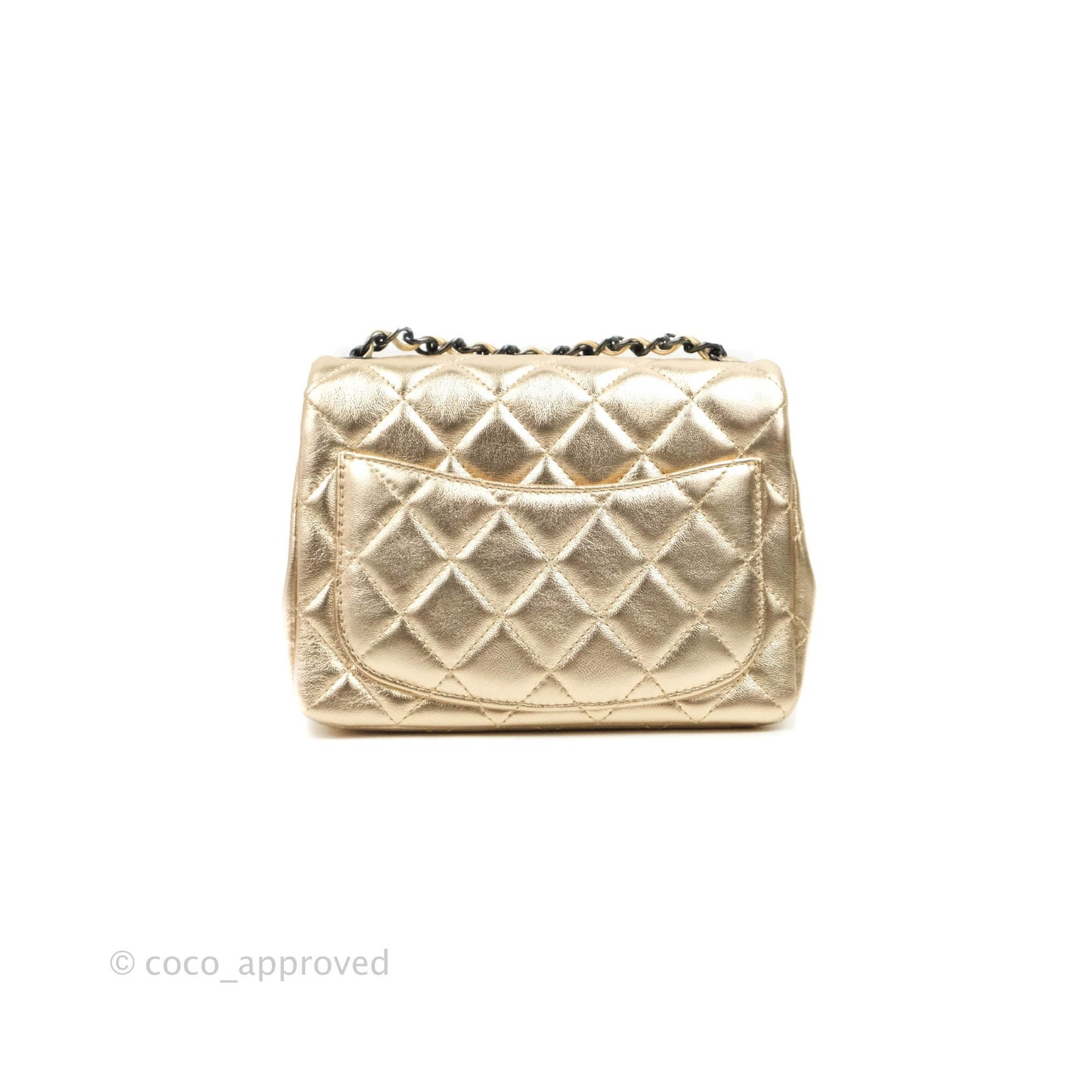 Chanel Mini Square Quilted Gold Calfskin Black Hardware
