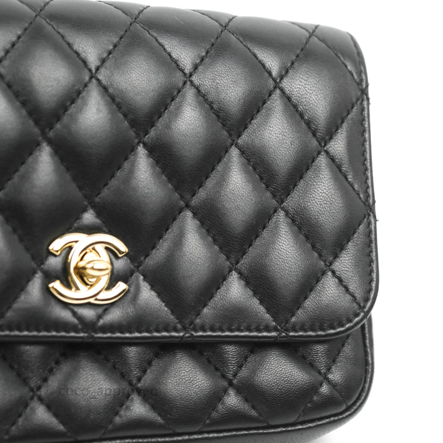 Chanel Classic Twin Flap Bag Side Pack Black Lambskin Gold Hardware