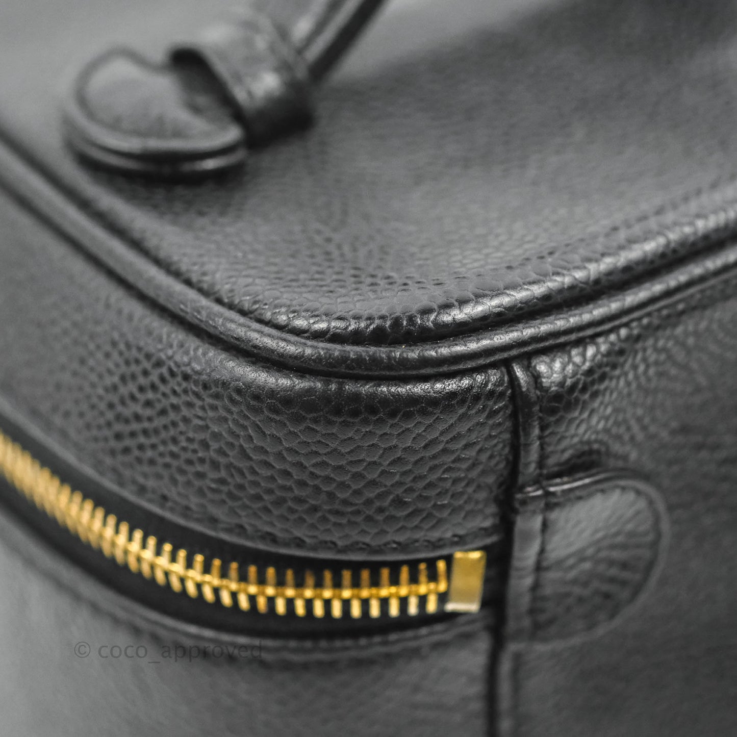 Chanel Vintage Vanity Case Black Caviar Gold Hardware