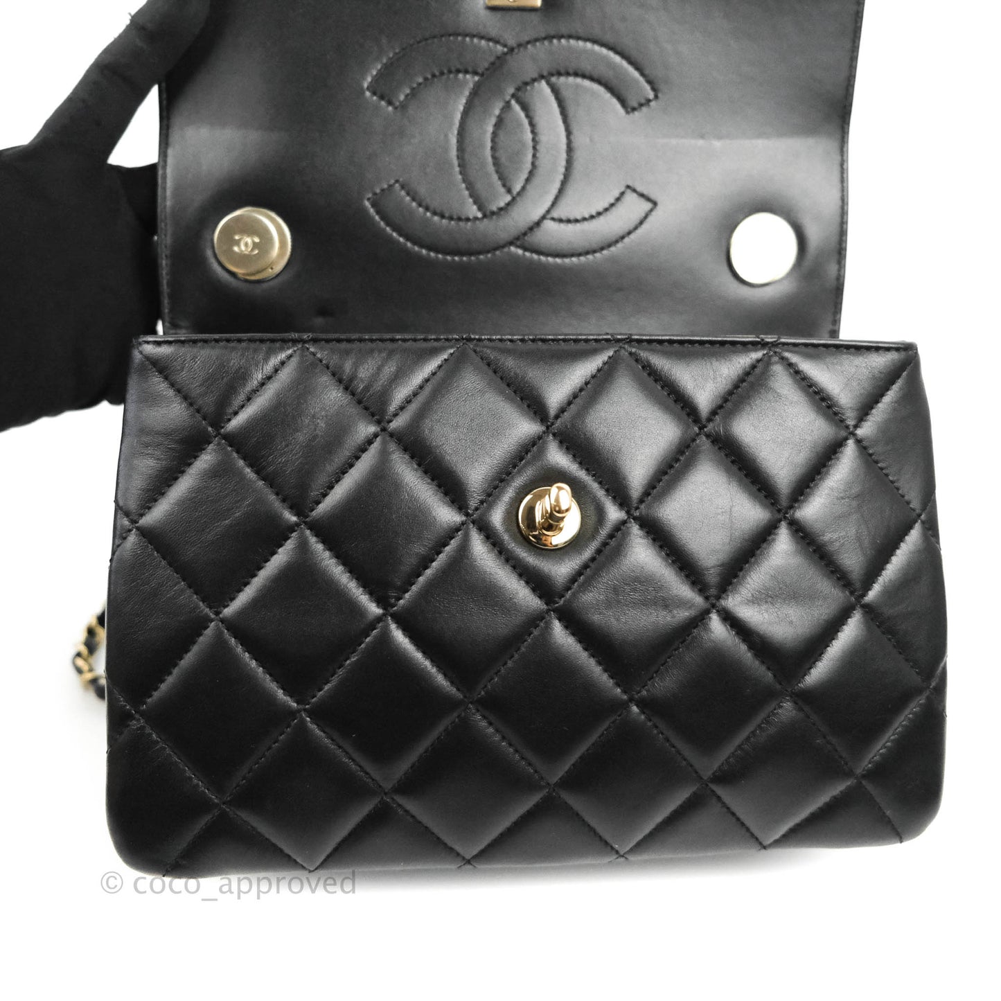 Chanel Small Trendy CC Black Lambskin Gold Hardware
