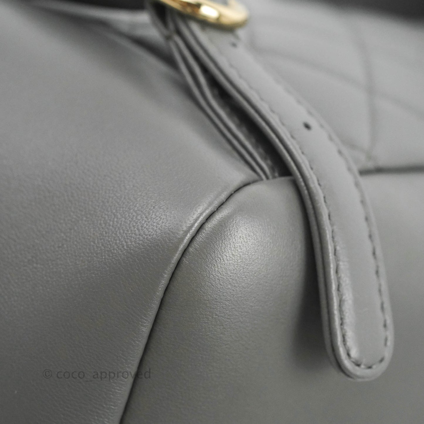 Chanel Quilted Small Duma Drawstring Backpack Grey Lambskin Gold Hardware 22A