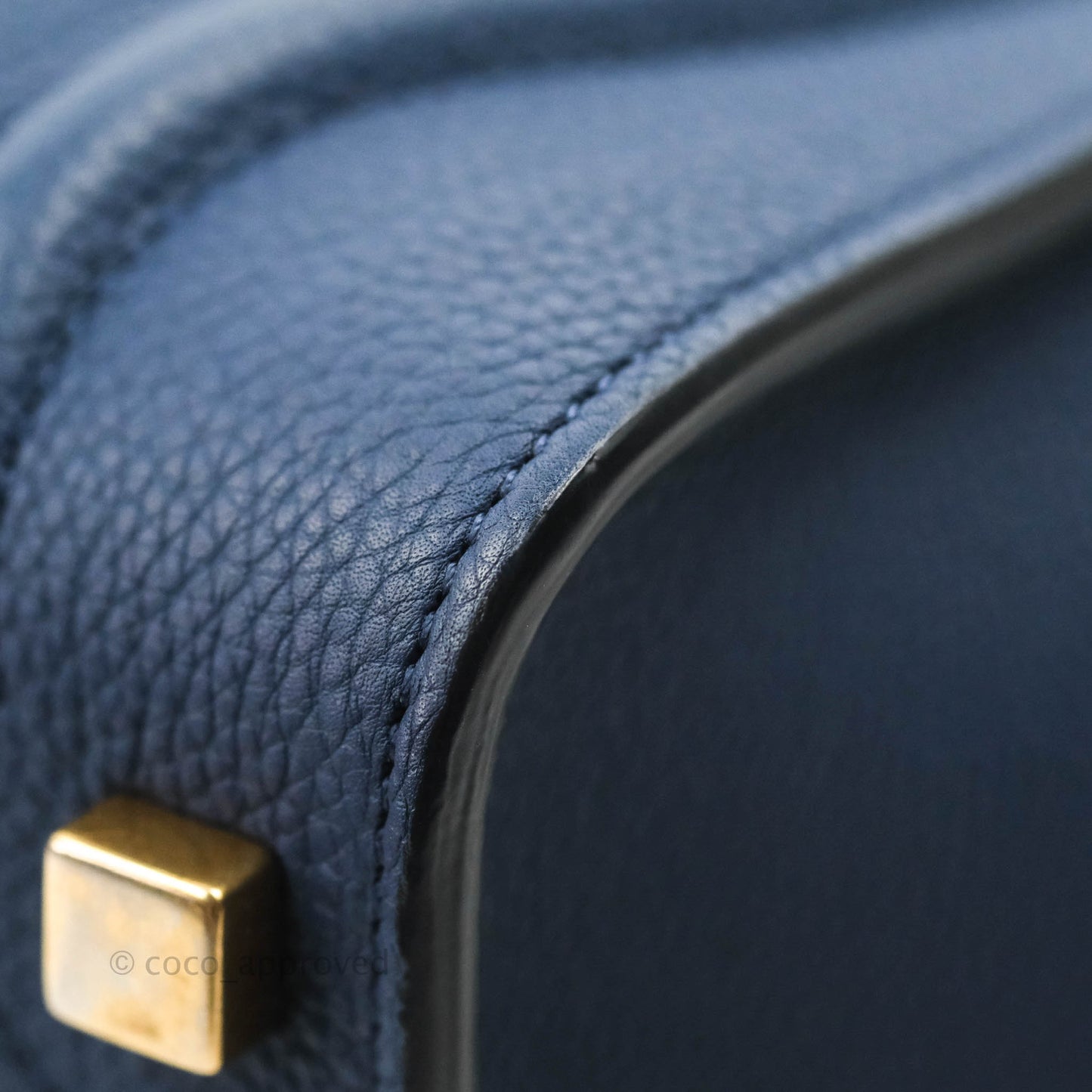 Celine Micro Luggage Handbag Navy Grained Calfskin Gold Hardware
