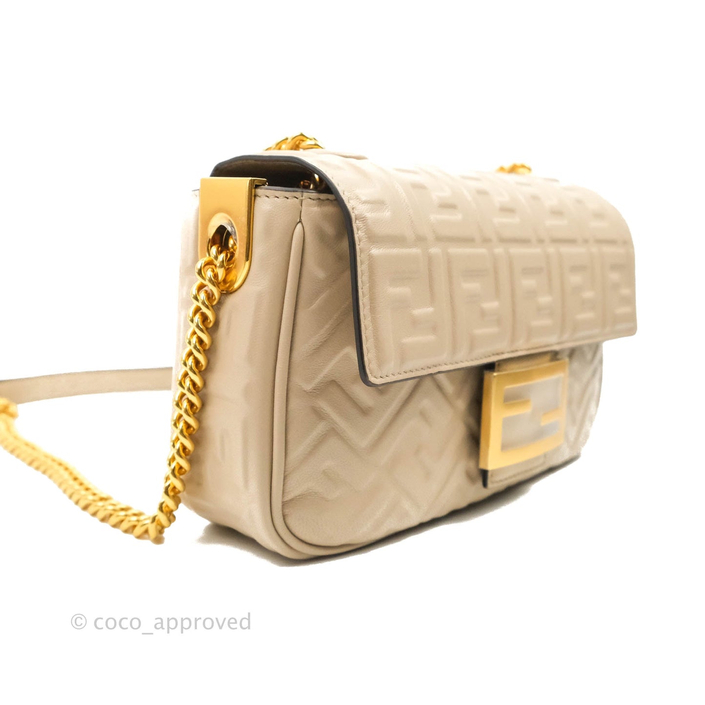Fendi Baguette Chain Midi Light Grey Lambskin Bag