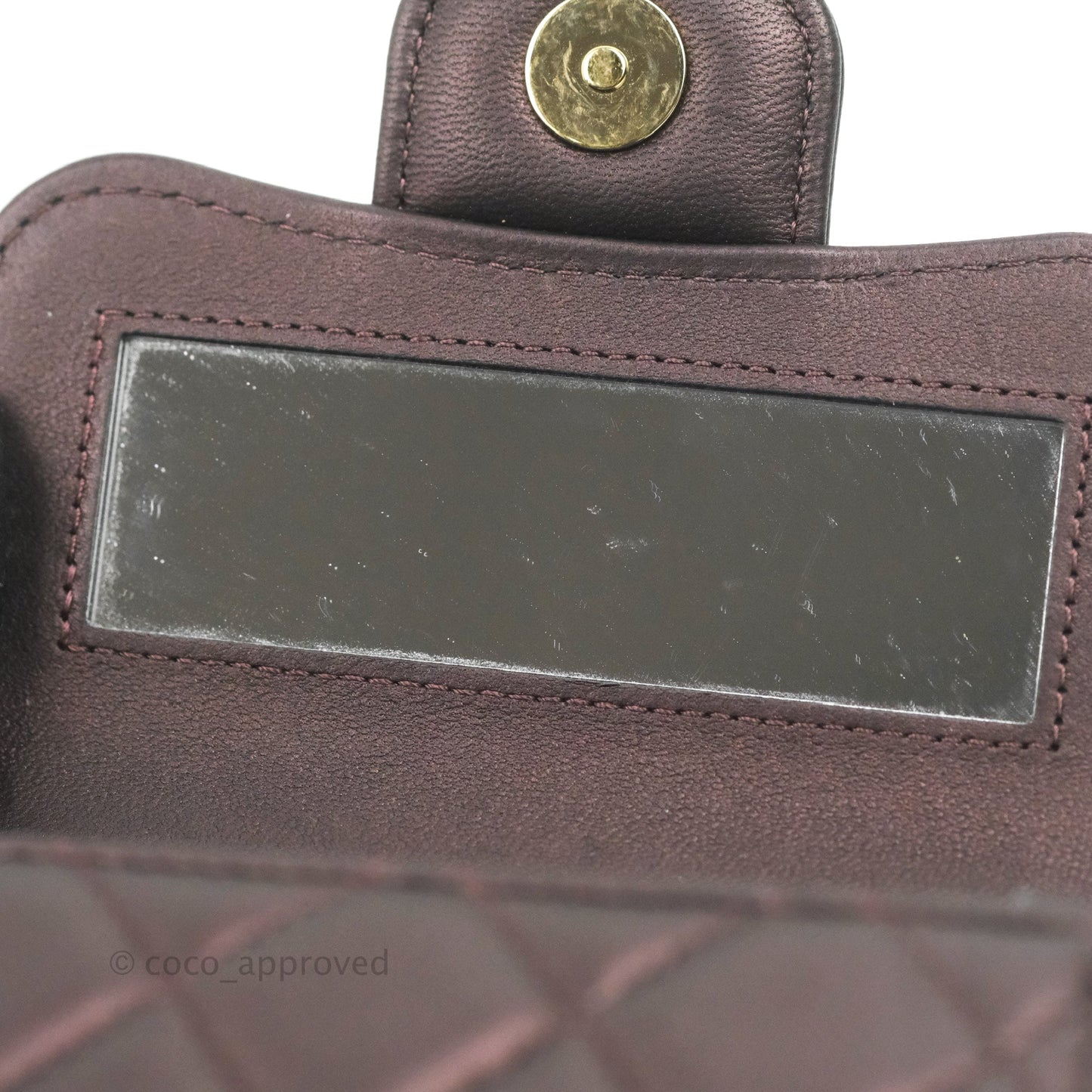 Chanel Mini Handle Clutch With Chain Iridescent Purple Lambskin Gold Hardware