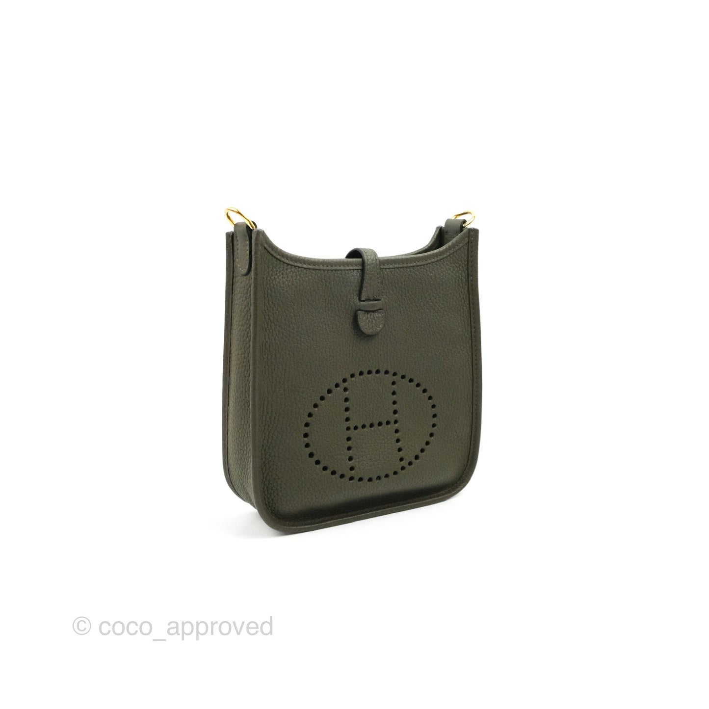 Hermès Mini Evelyne 16 Vert De Gris Clemence Gold Hardware