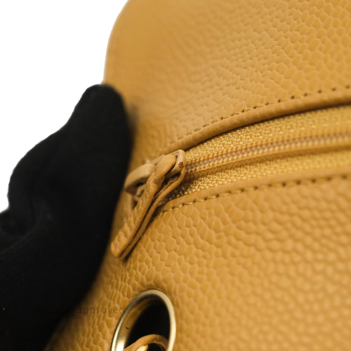 Chanel S/M Small Classic Quilted Flap Dark Beige Caviar 24K Gold Hardware