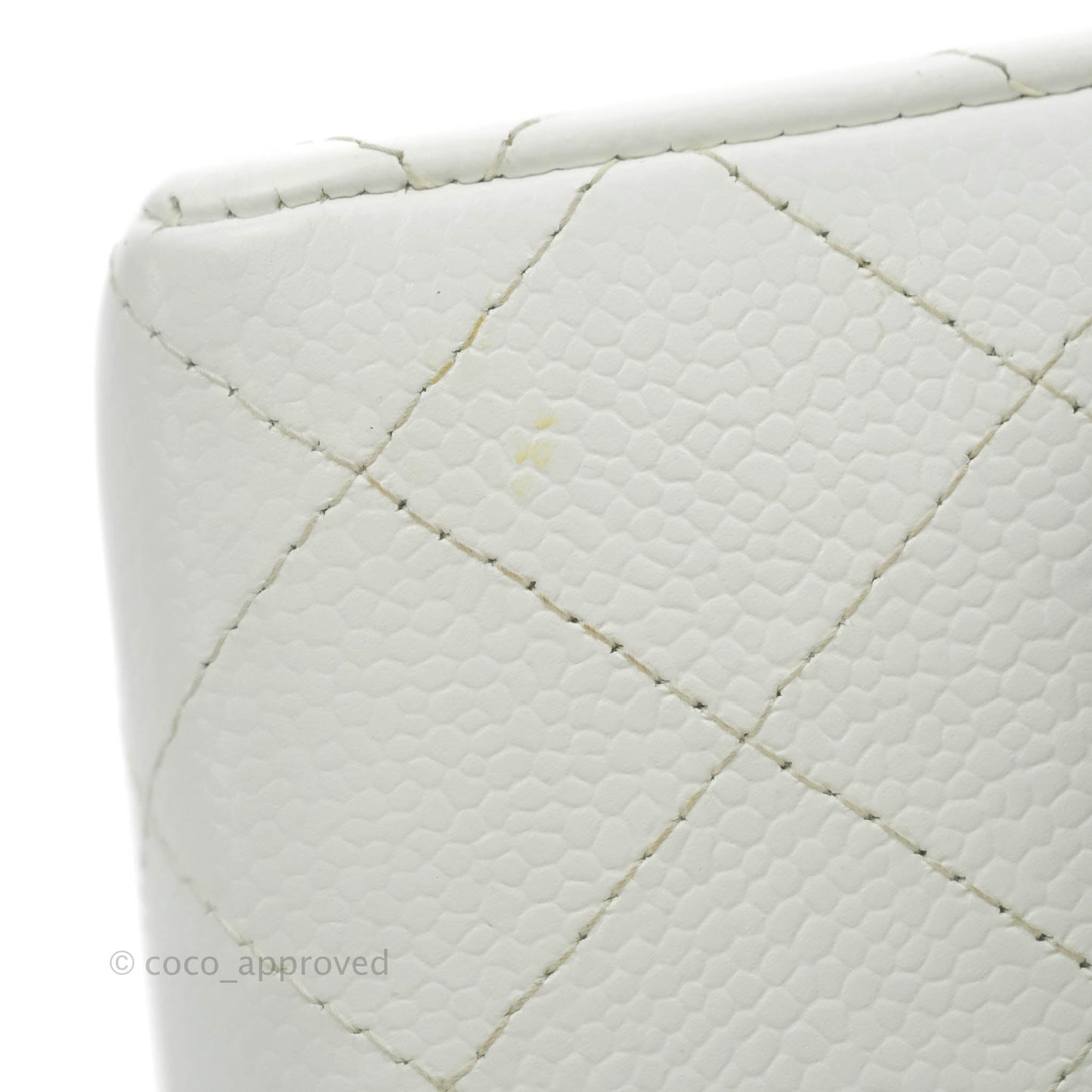 Chanel Quilted Vintage Mini Square Flap White Caviar Silver Hardware