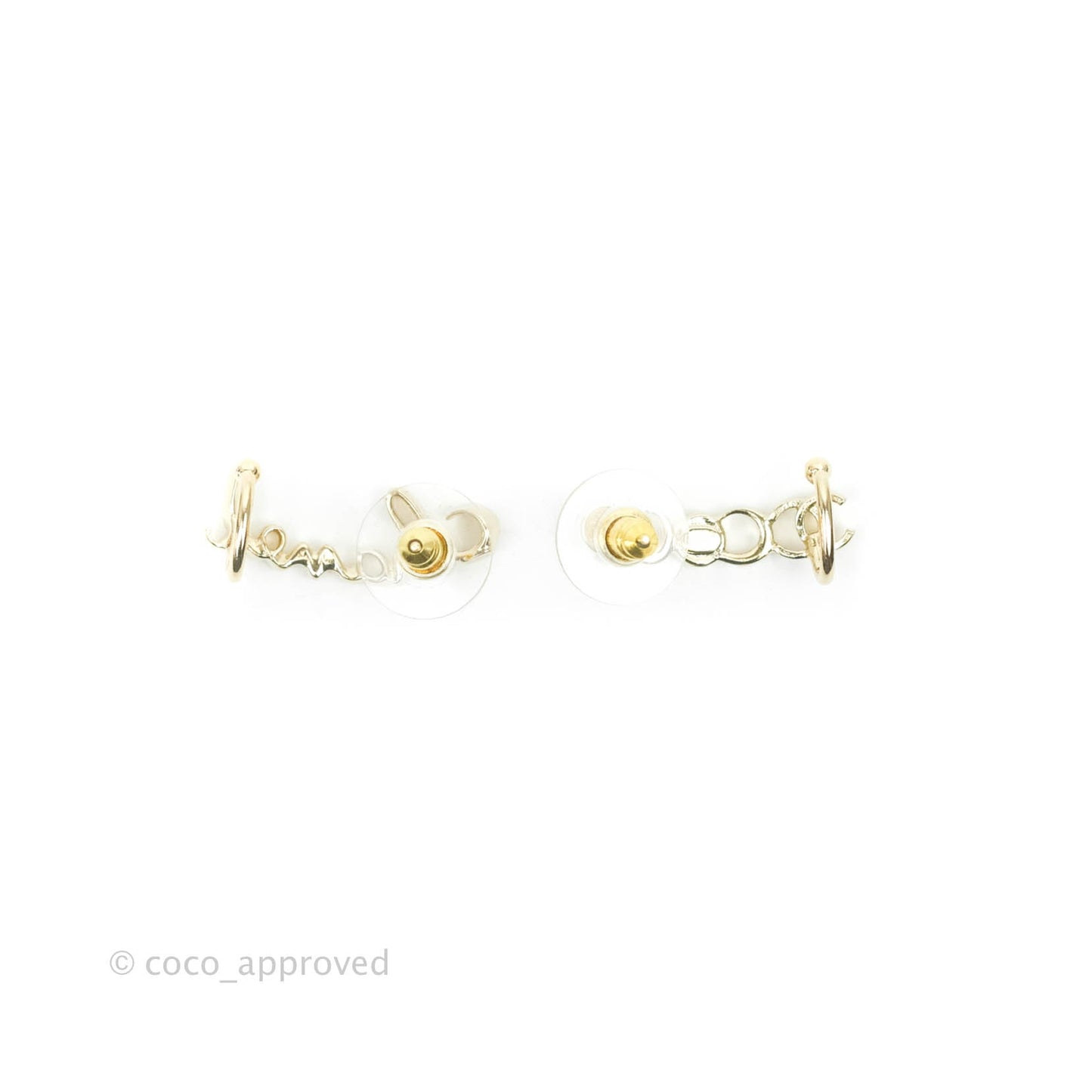 Chanel CC Coco Crystal Earrings Ear Clip Gold Tone 22P