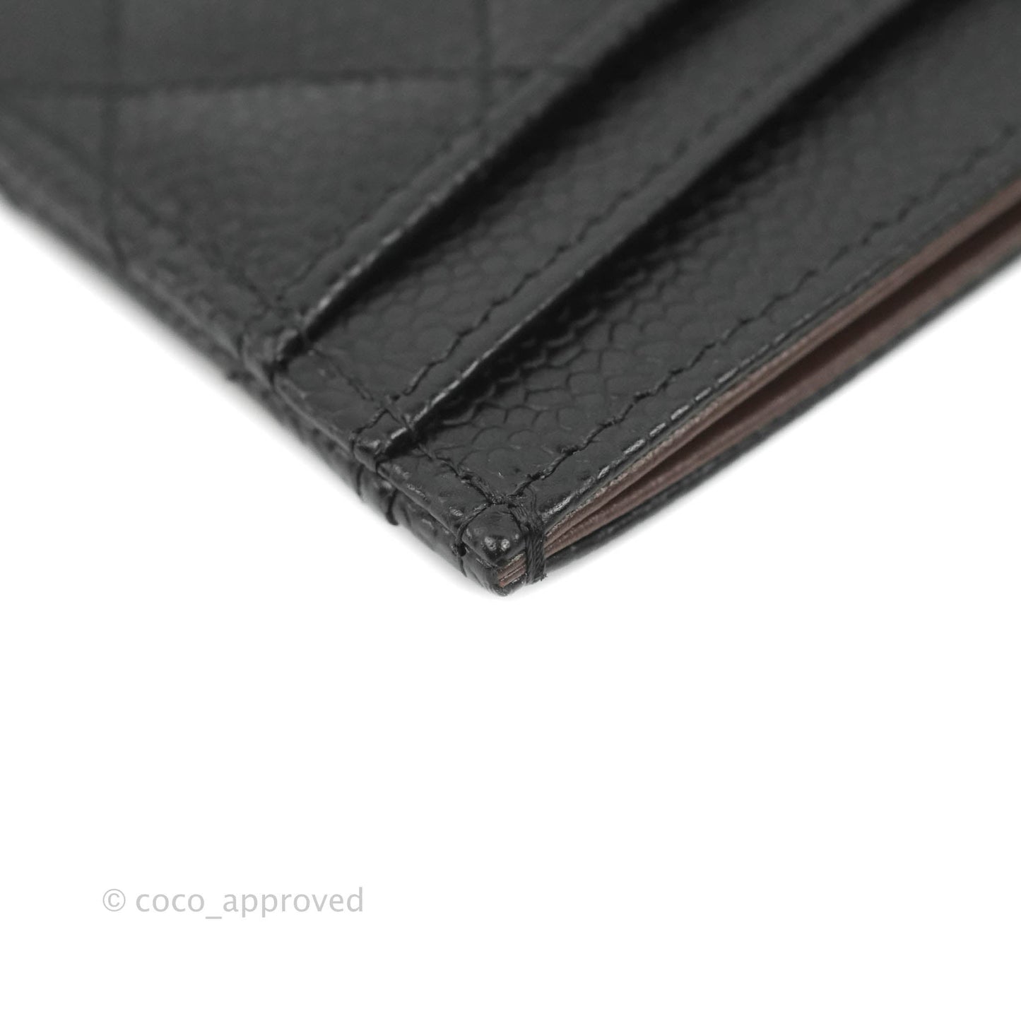 Chanel Classic Flat Card Holder Black Caviar Gold Hardware