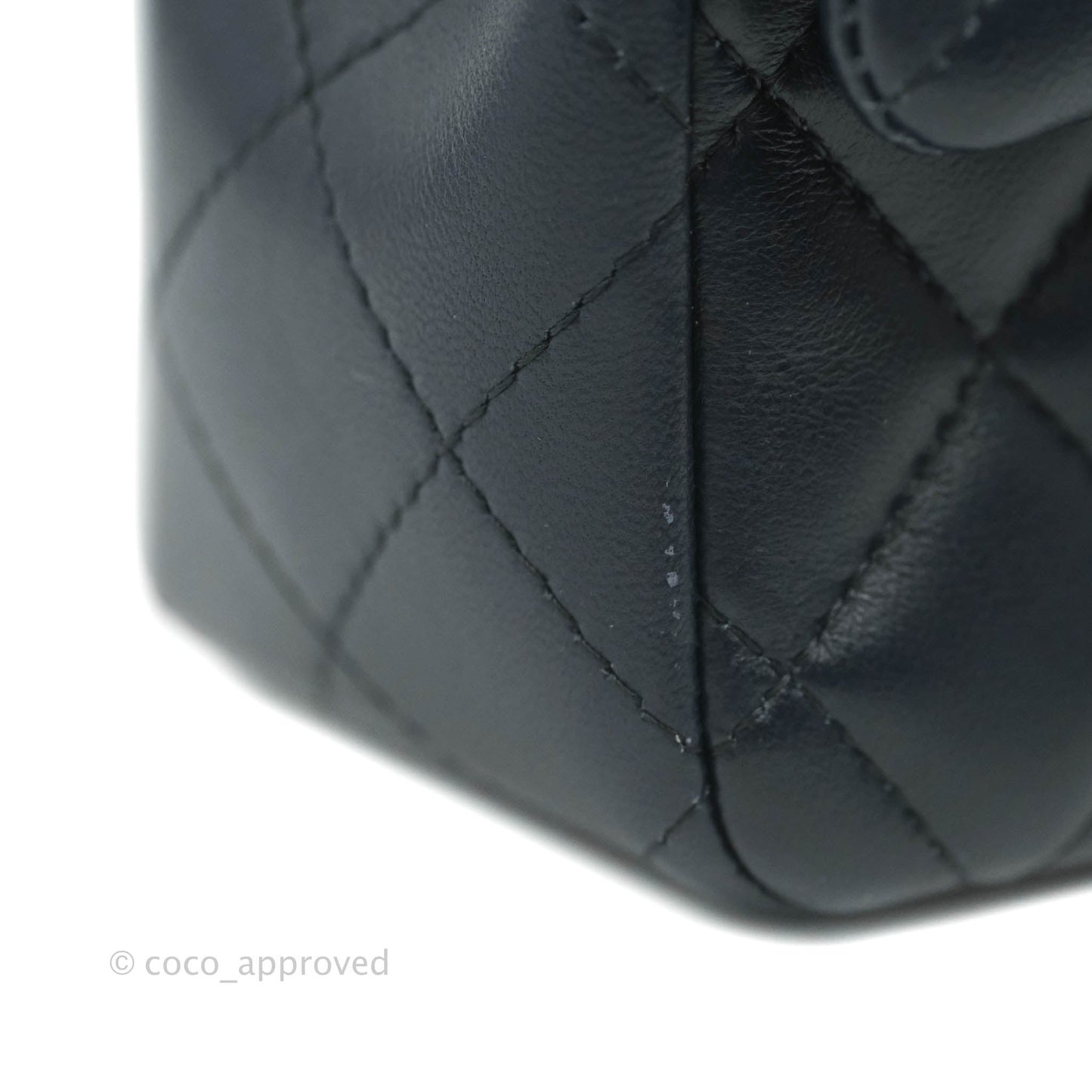 Chanel Quilted Mini Rectangular Flap Navy Lambskin Gold Hardware