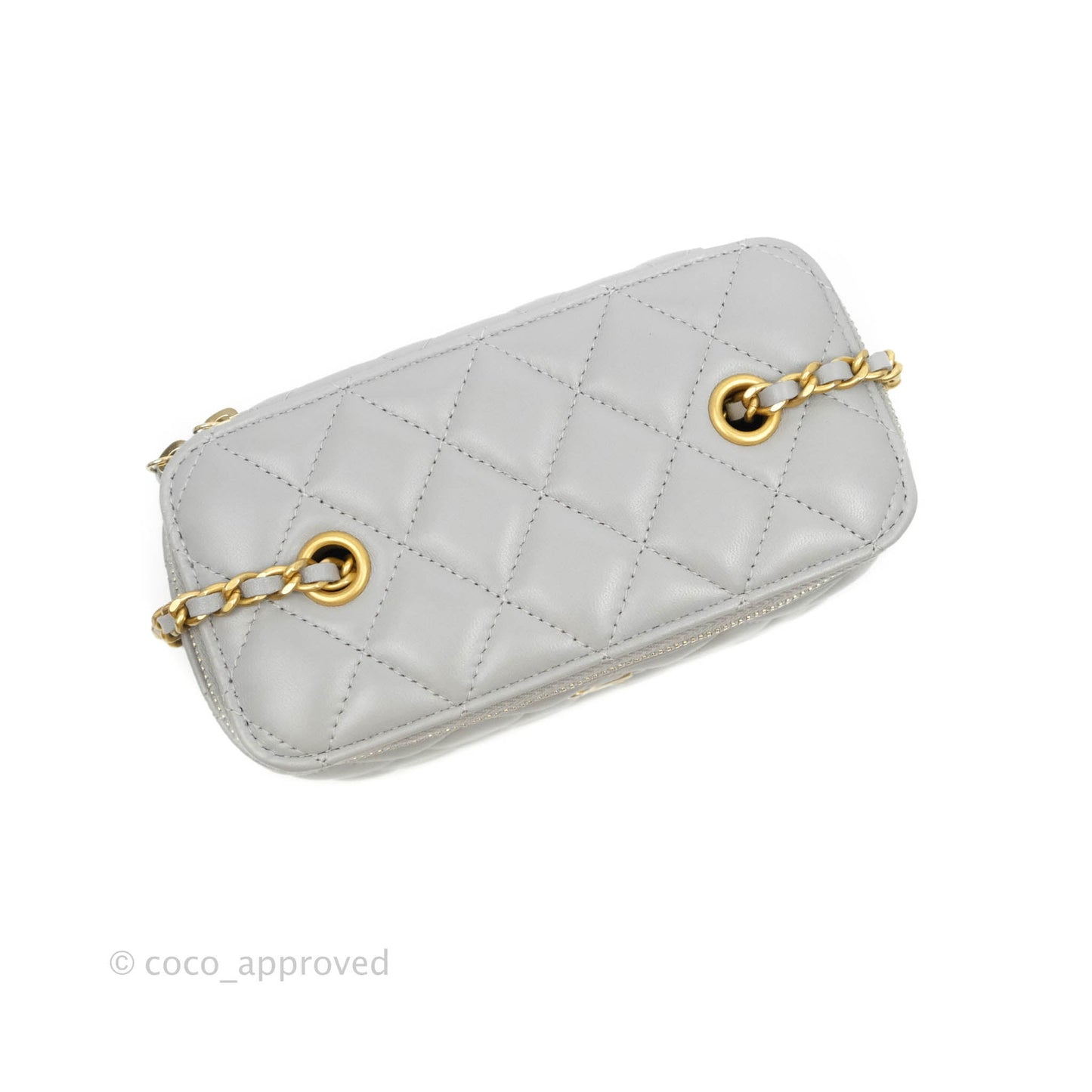 Chanel Vanity with Pearl Crush Chain Grey Lambskin Aged Gold Hardware