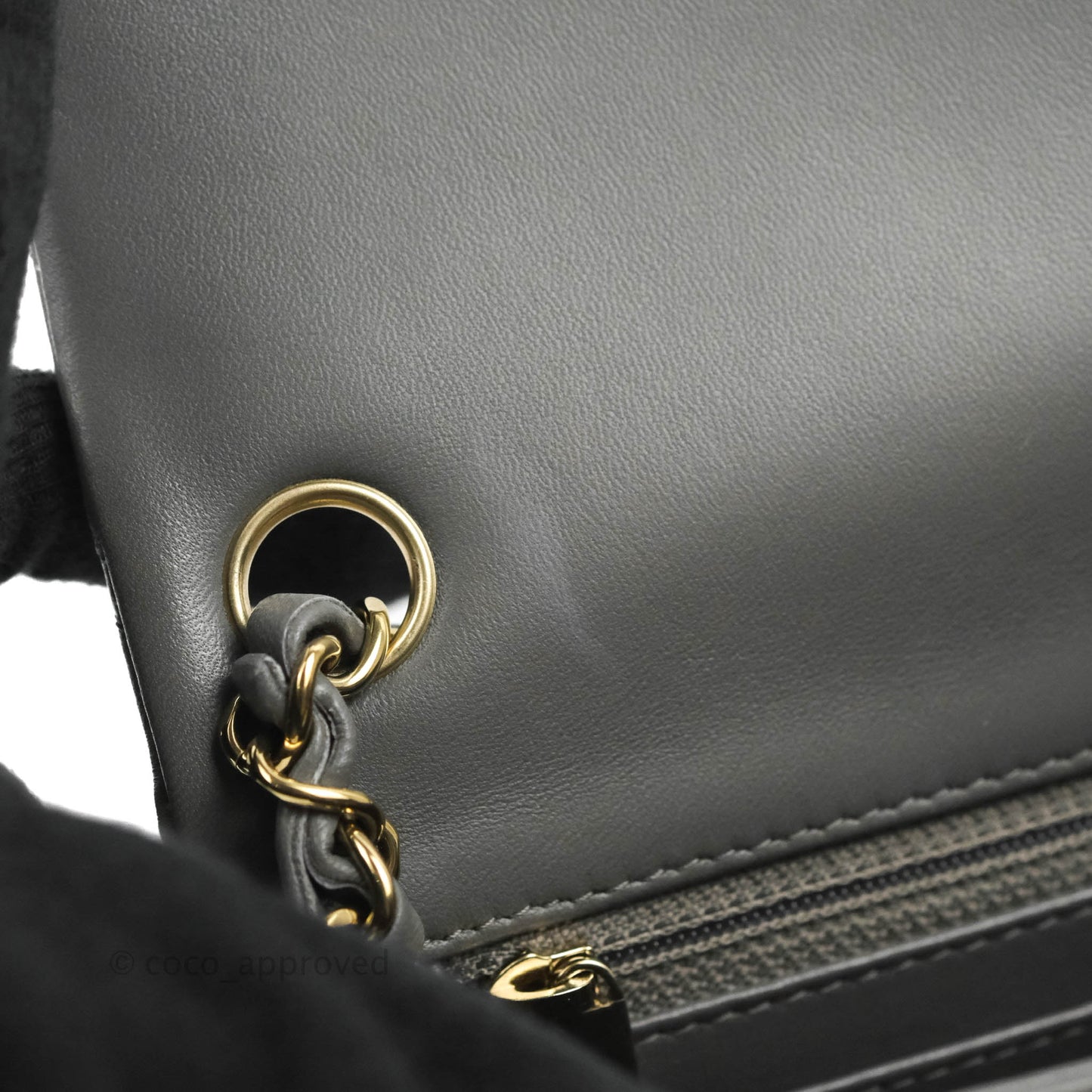 Chanel Quilted Mini Square Grey Lambskin Gold Hardware