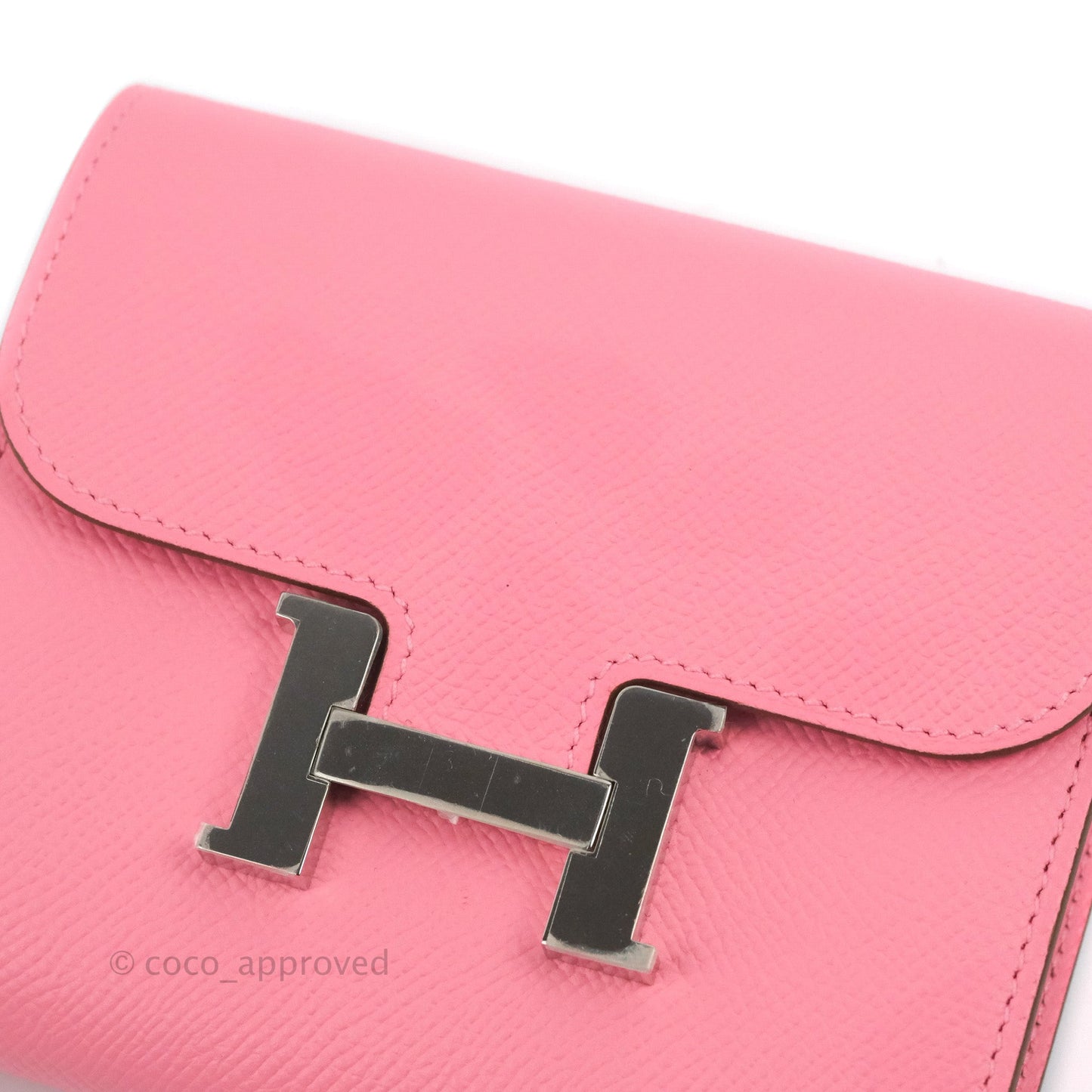 Hermès Constance Short Wallet Rose Azalee Epsom Silver Hardware