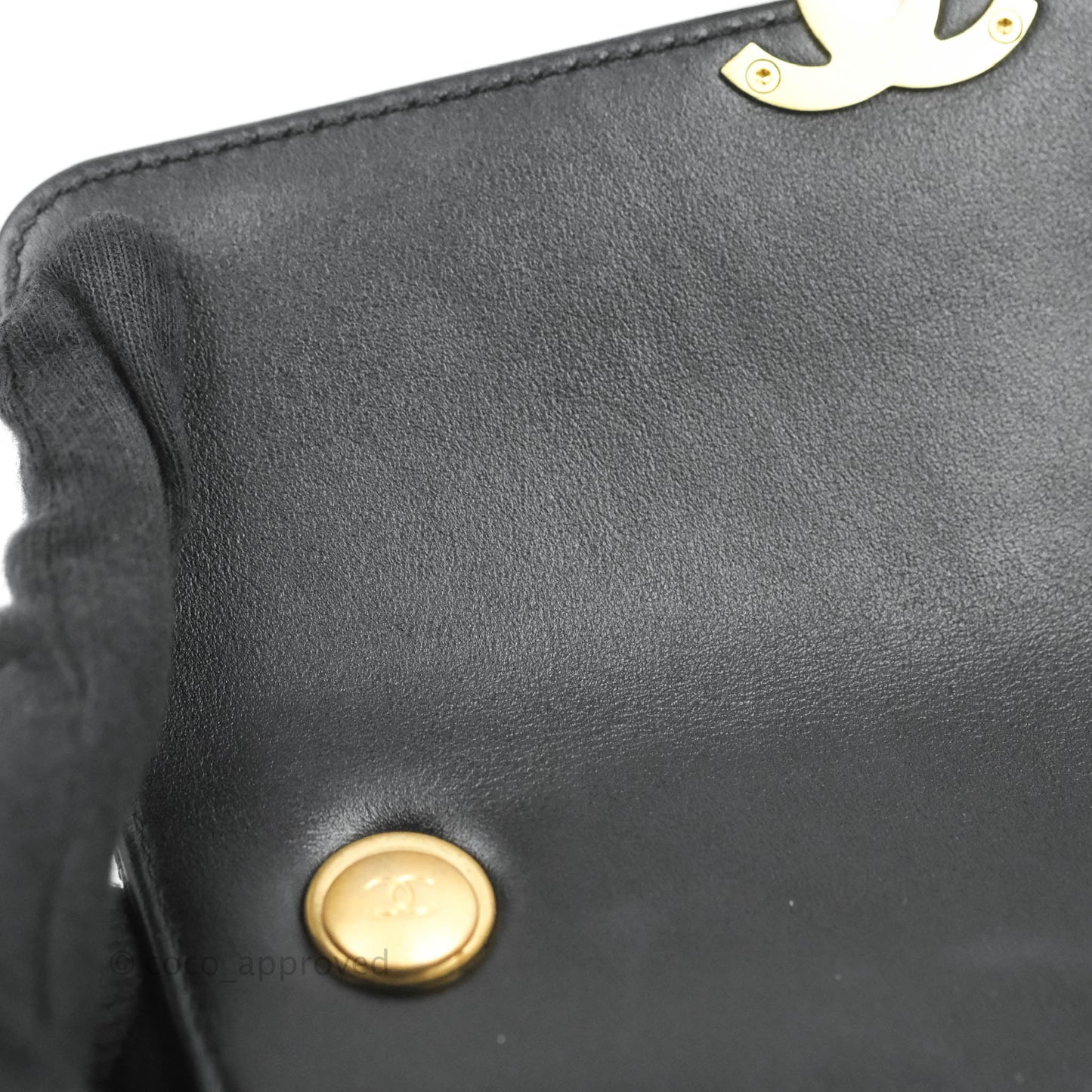 Chanel Small Chain Bar Flap Bag Black Calfskin Aged Gold Hardware