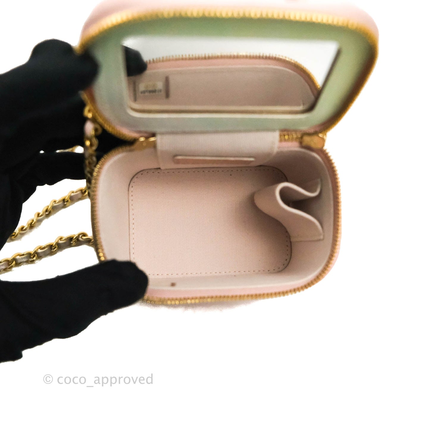 Chanel Mini Top Handle Vanity With Chain Rainbow Lambskin Aged Gold Hardware