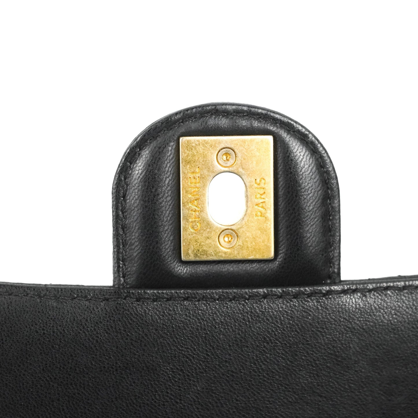 Chanel Mini Flap on Chain Black Calfskin Aged Gold Hardware