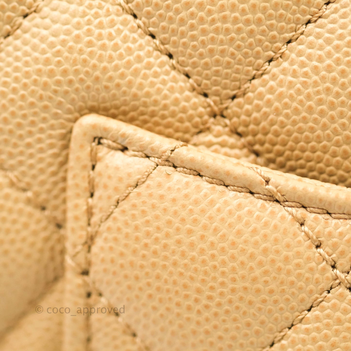 Chanel Small Coco Handle Quilted Beige Caviar Gold Hardware Lizard Embossed Handle