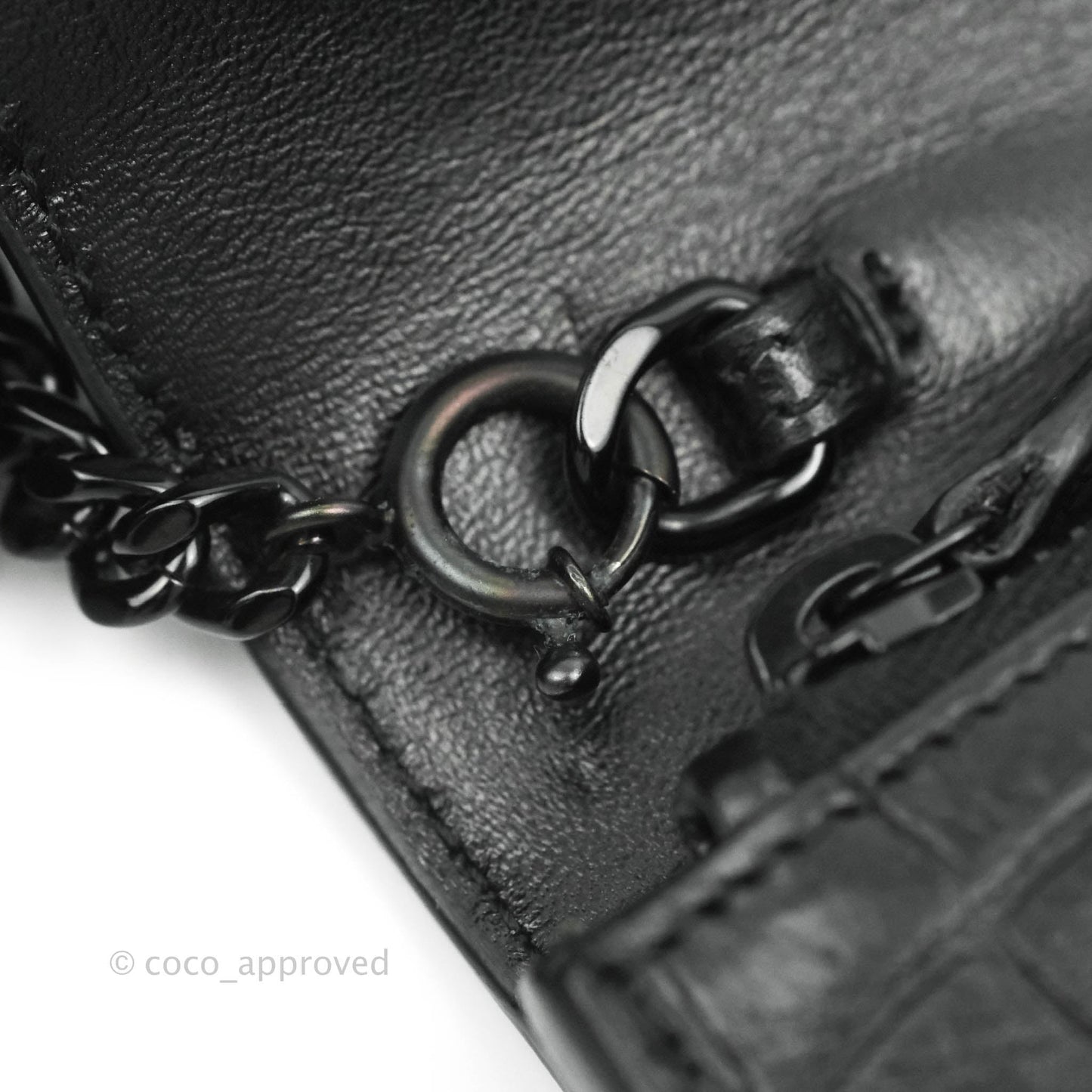 Saint Laurent Wallet on Chain So Black Crocodile-embossed Leather