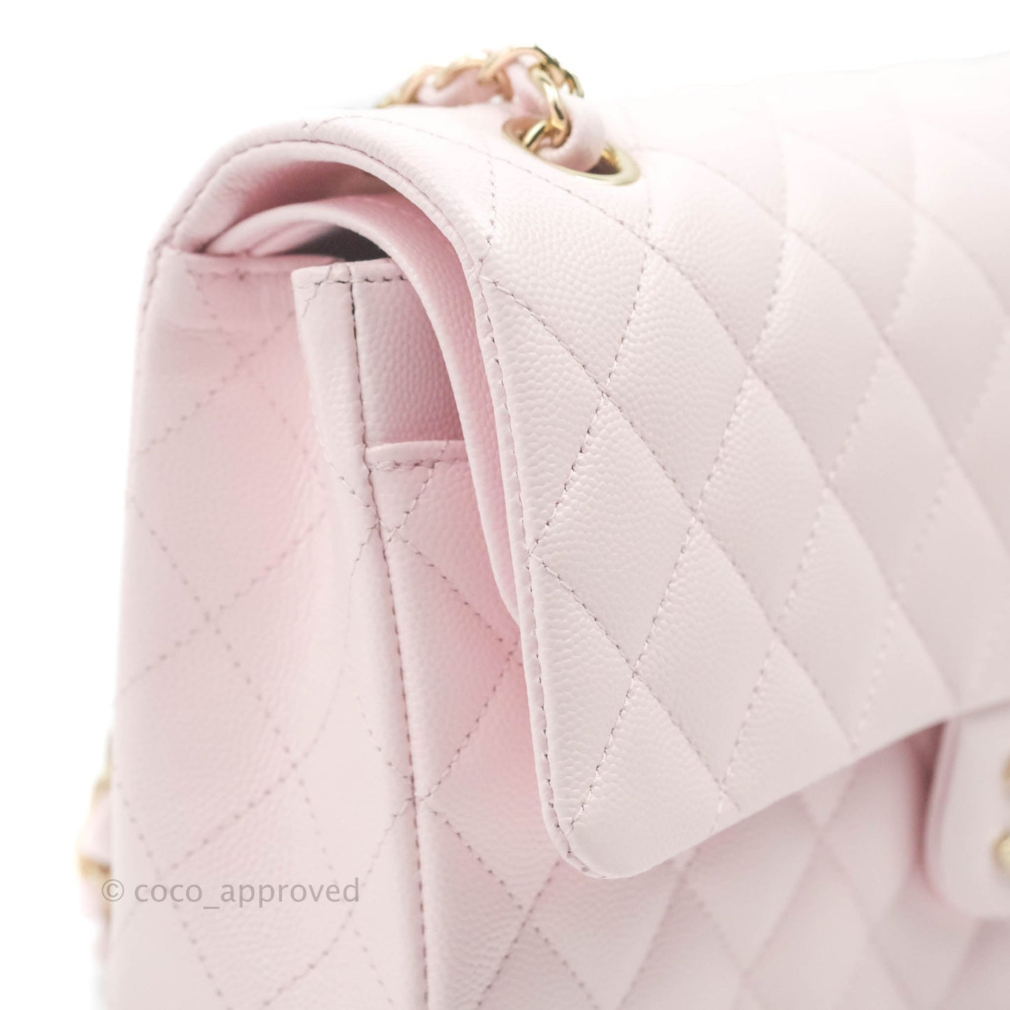Chanel Classic M/L Medium Flap Quilted Pink Caviar Gold Hardware 22P