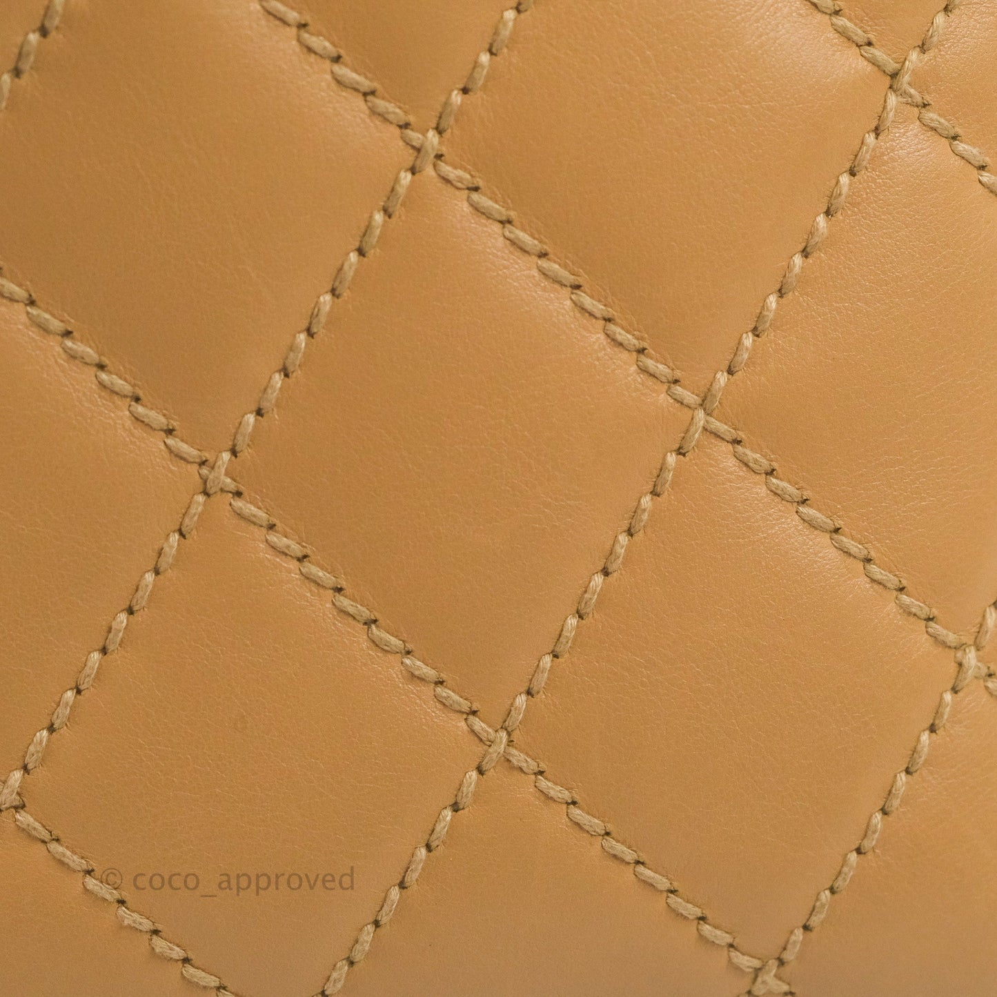 Chanel Vintage Quilted CC Tote Bag Beige Calfskin Gold Hardware