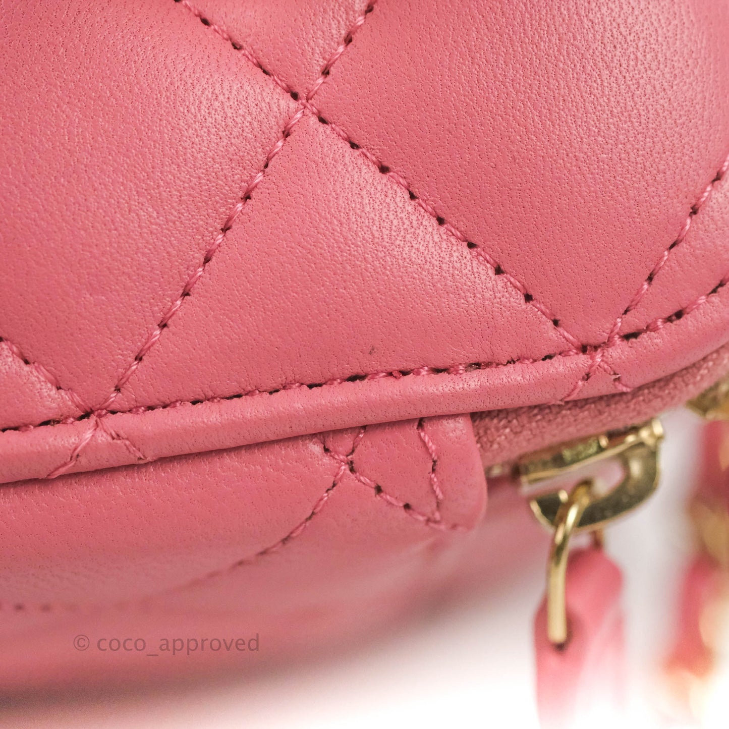 Chanel Vanity Rectangular Top Handle Pink Lambskin Gold Hardware