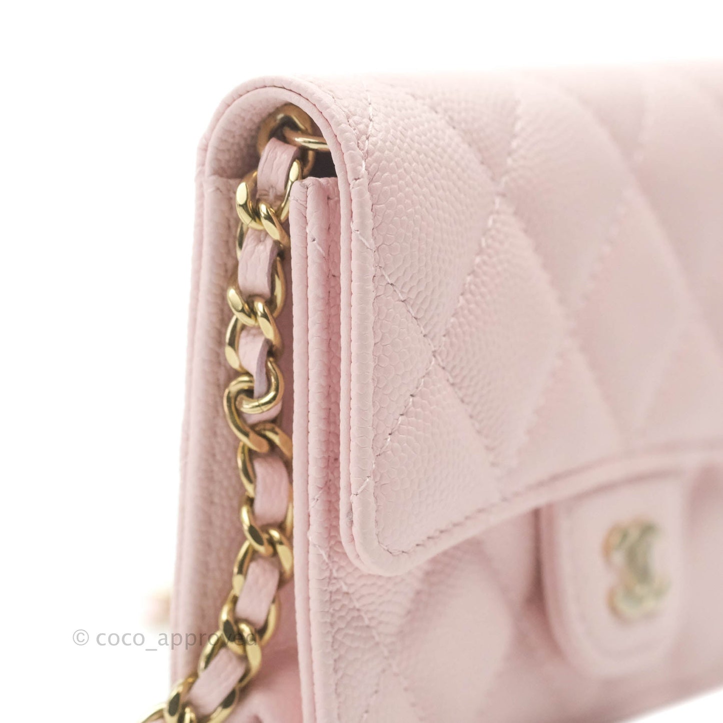 Chanel Mini Wallet With Chain Light Pink Caviar Gold Hardware