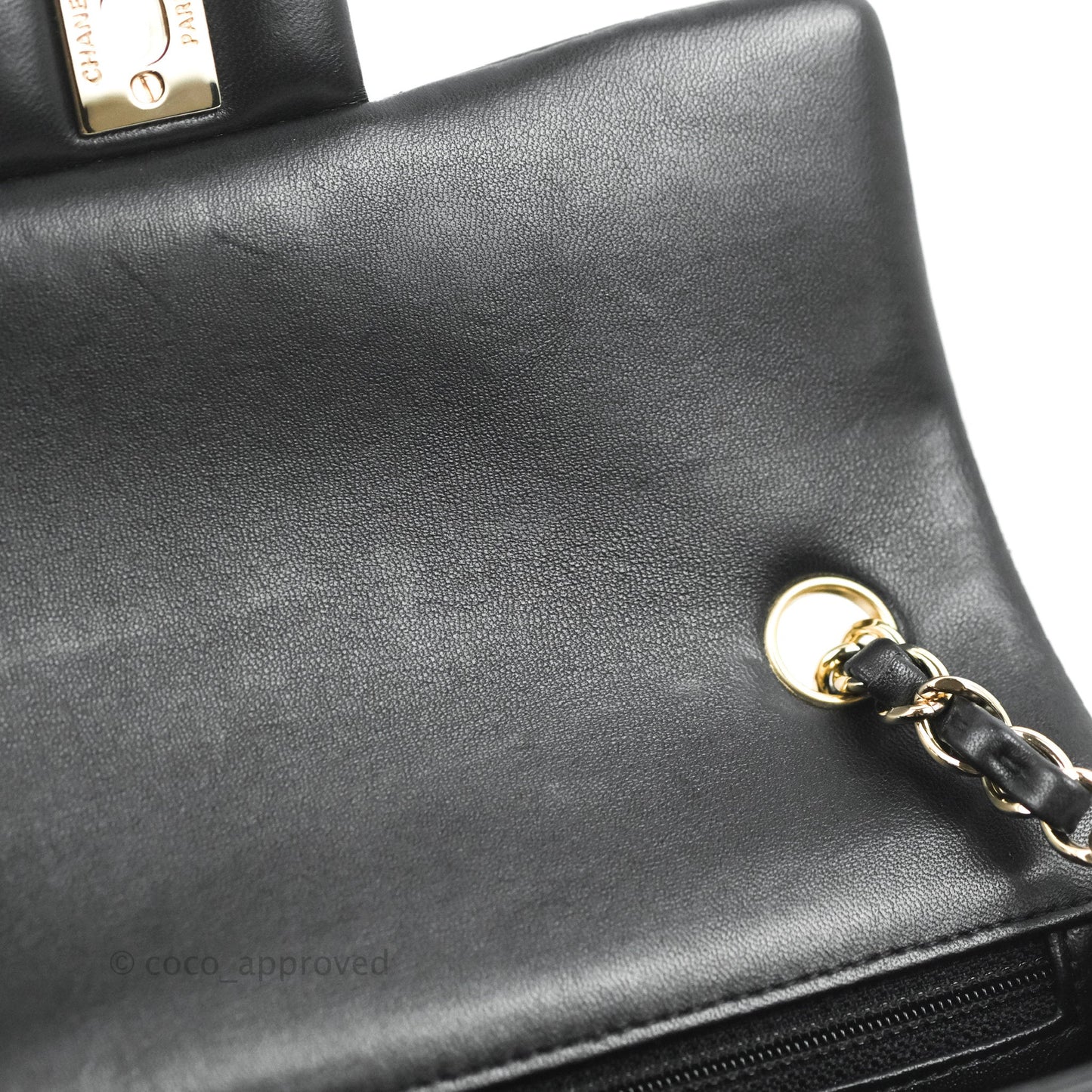 Chanel Quilted Mini Rectangular Flap Black Lambskin Light Gold Hardware