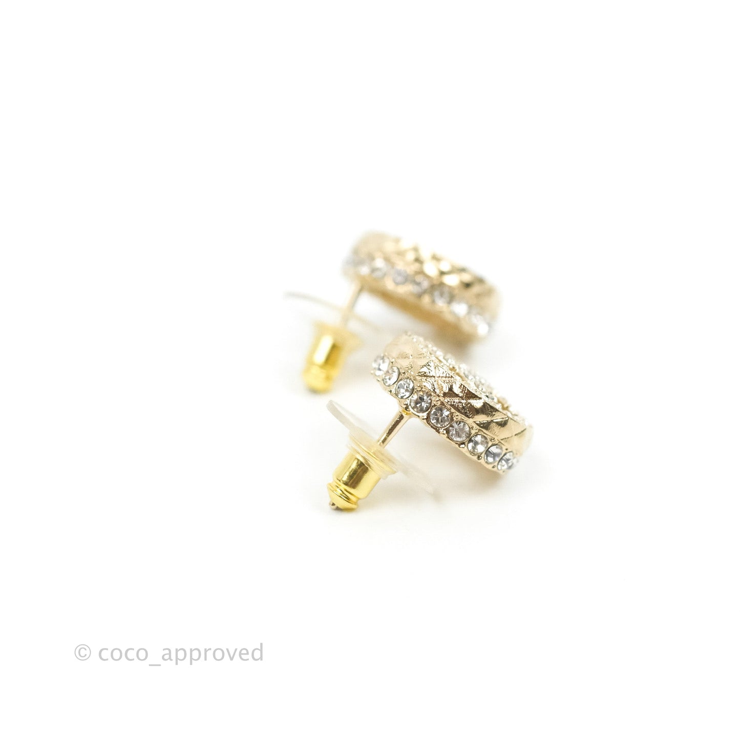 Chanel CC Crystal Round Earrings Gold Tone 22S