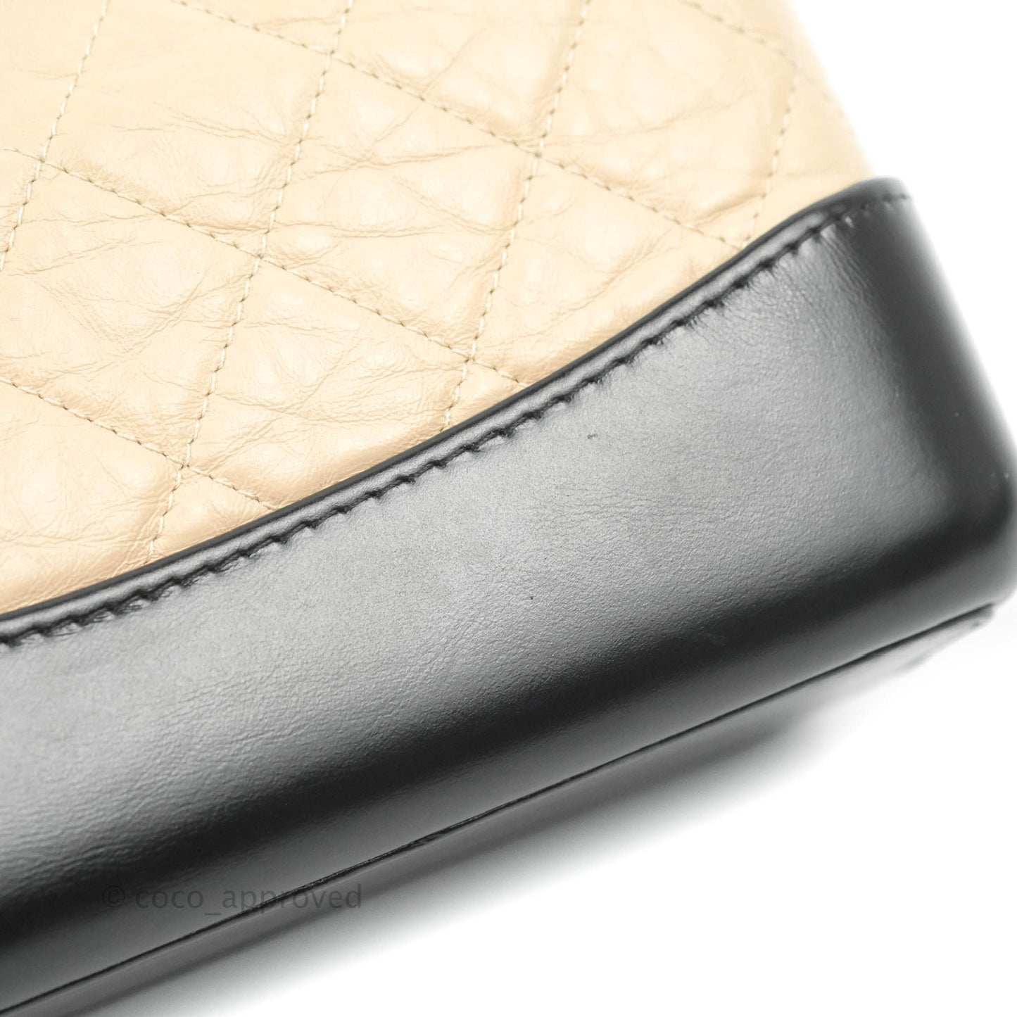 Chanel Small Gabrielle Backpack Beige Black Aged Calfskin