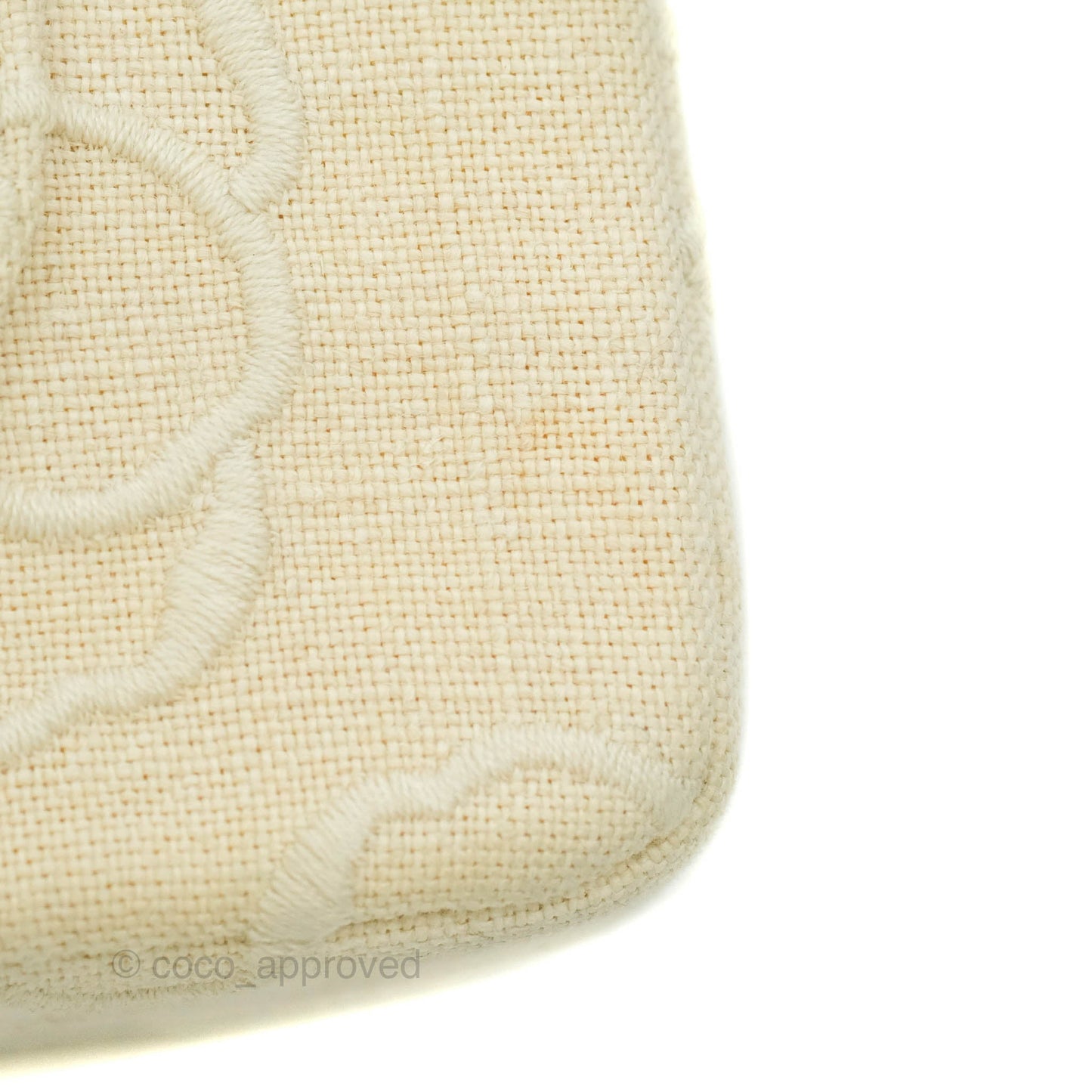 Chanel Small Flap Camellia Embroidered Ivory Beige Linen Canvas 24K Gold Hardware