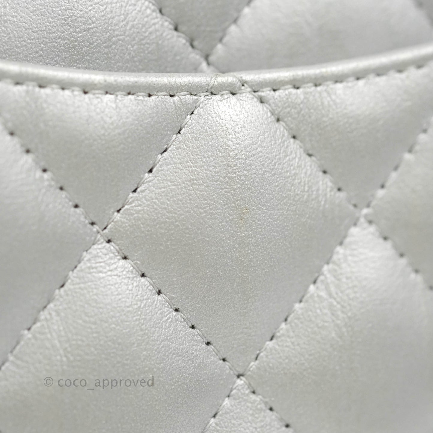 Chanel Quilted Mini Rectangular Silver Crumpled Calfskin Silver Hardware