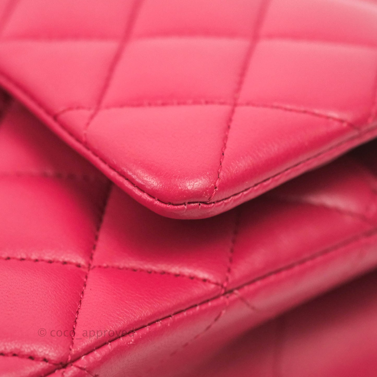 Chanel Classic Quilted M/L Medium Flap Dark Pink Lambskin Silver Hardware