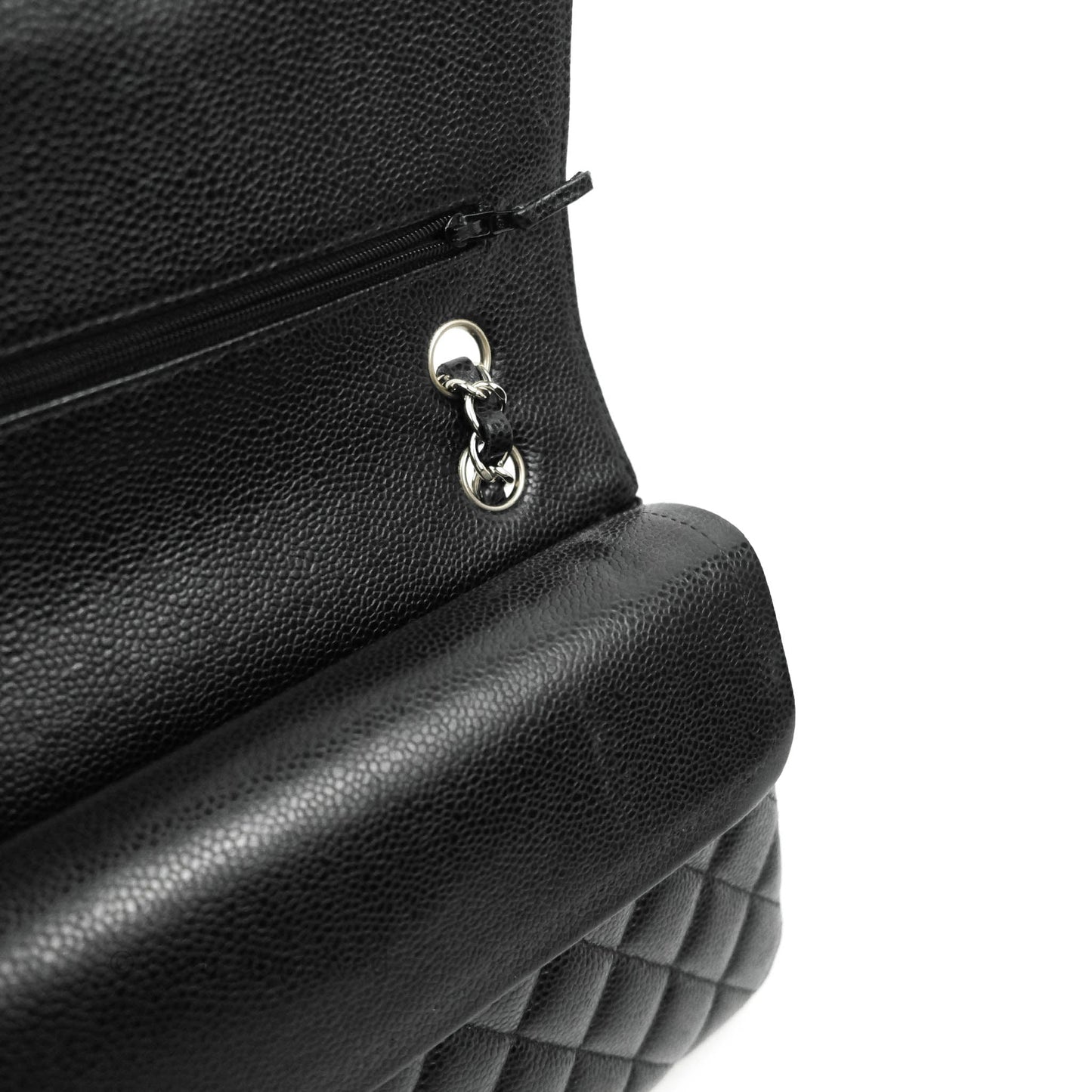 Chanel Classic Double Flap M/L Black Caviar Silver Hardware