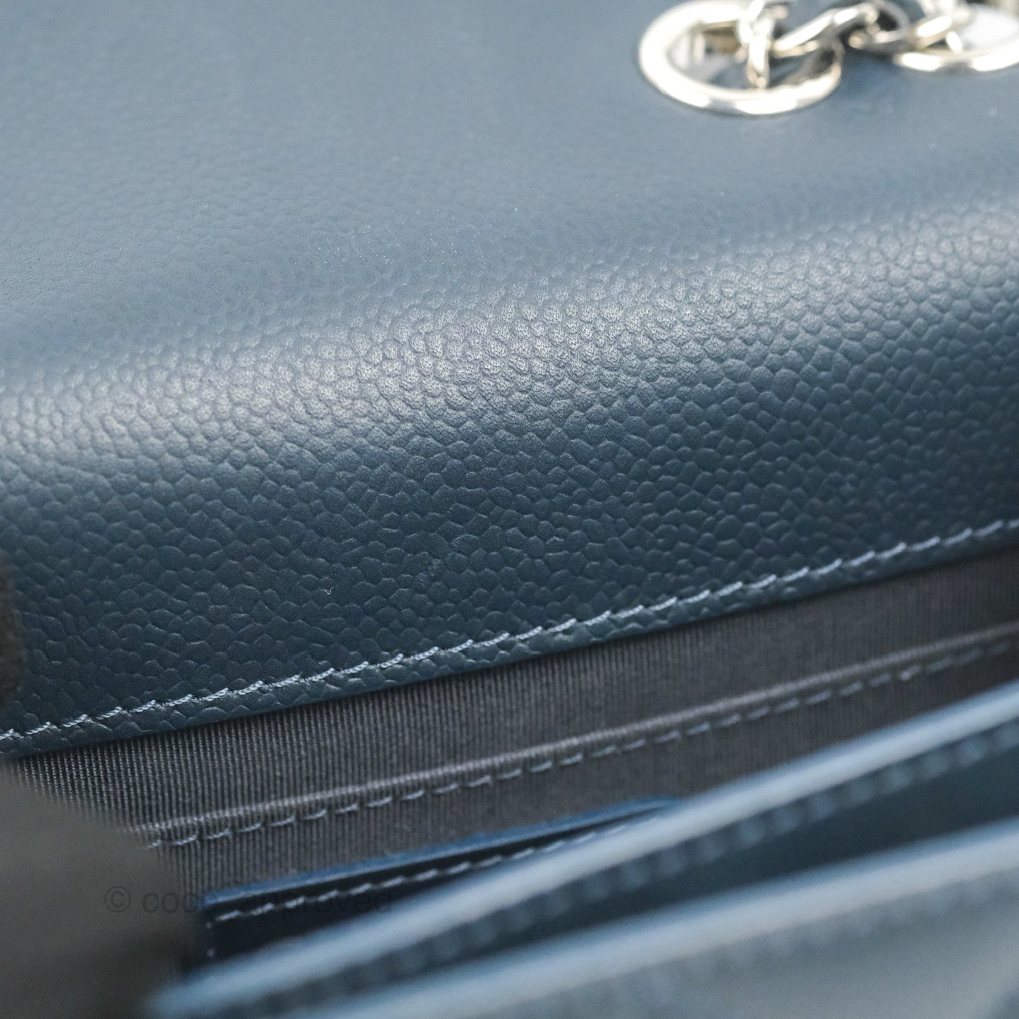 Chanel Small CC Box Flap Bag Prussian Blue Caviar Silver Hardware