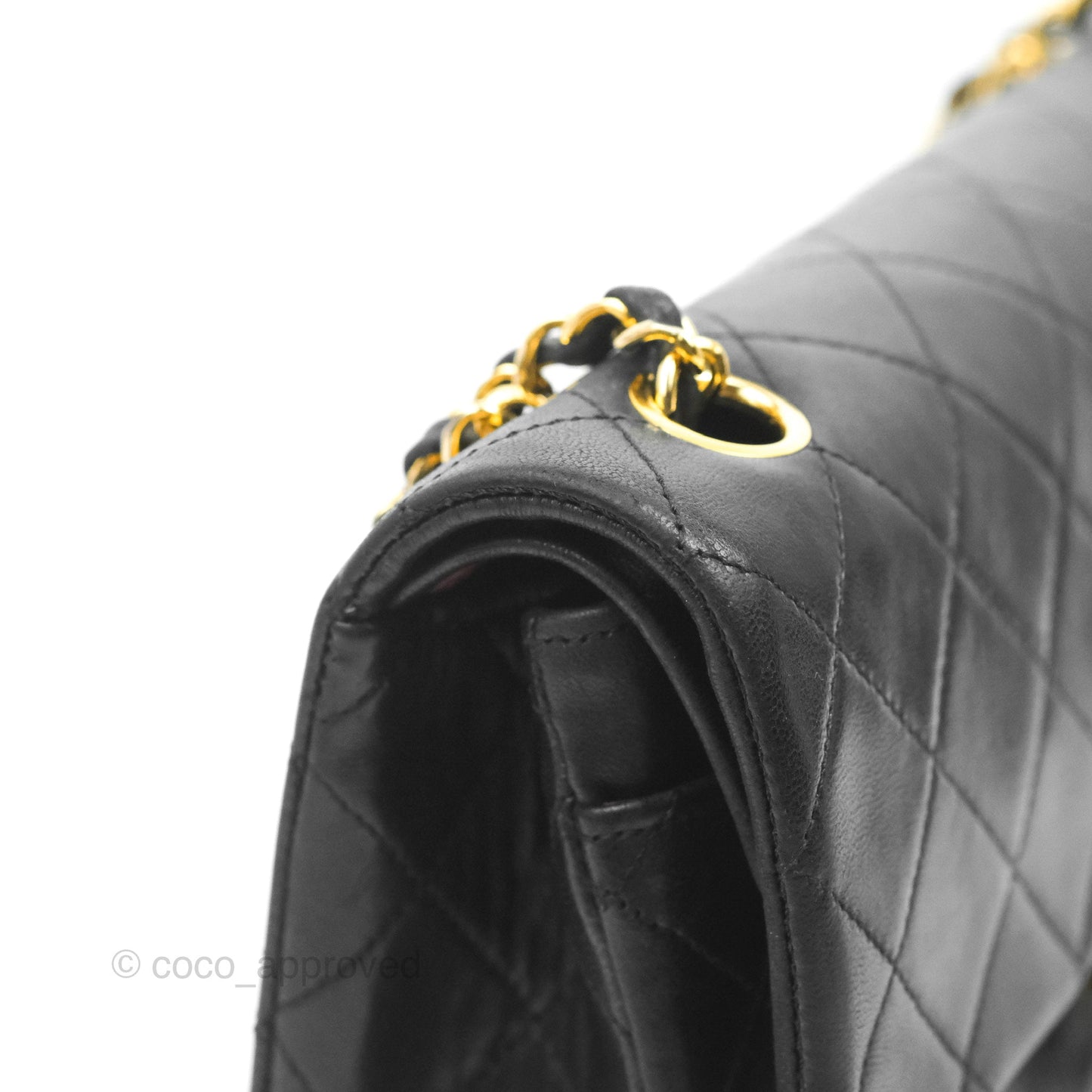 Chanel Classic Vintage Double Flap M/L Black Lambskin Gold Hardware