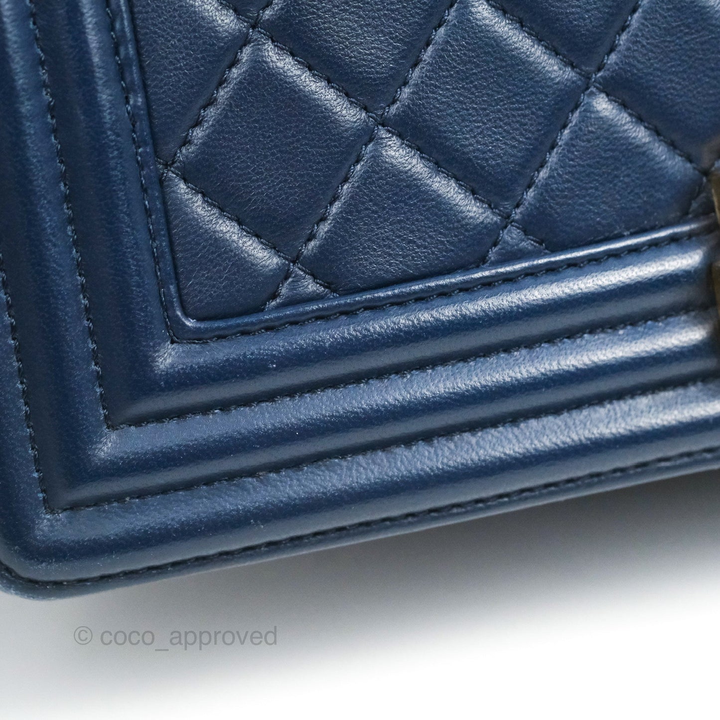 Chanel Quilted Medium Boy Navy Lambskin Aged Gold Hardware