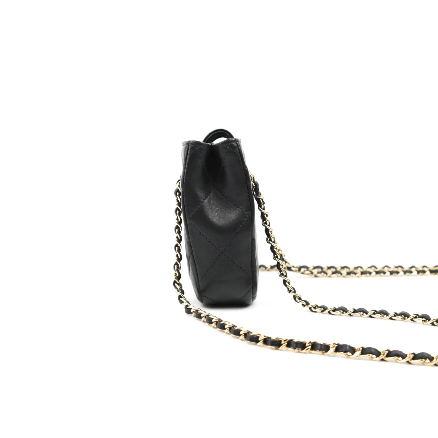 Chanel Mini Clutch With Chain Black Lambskin Gold Hardware 22C